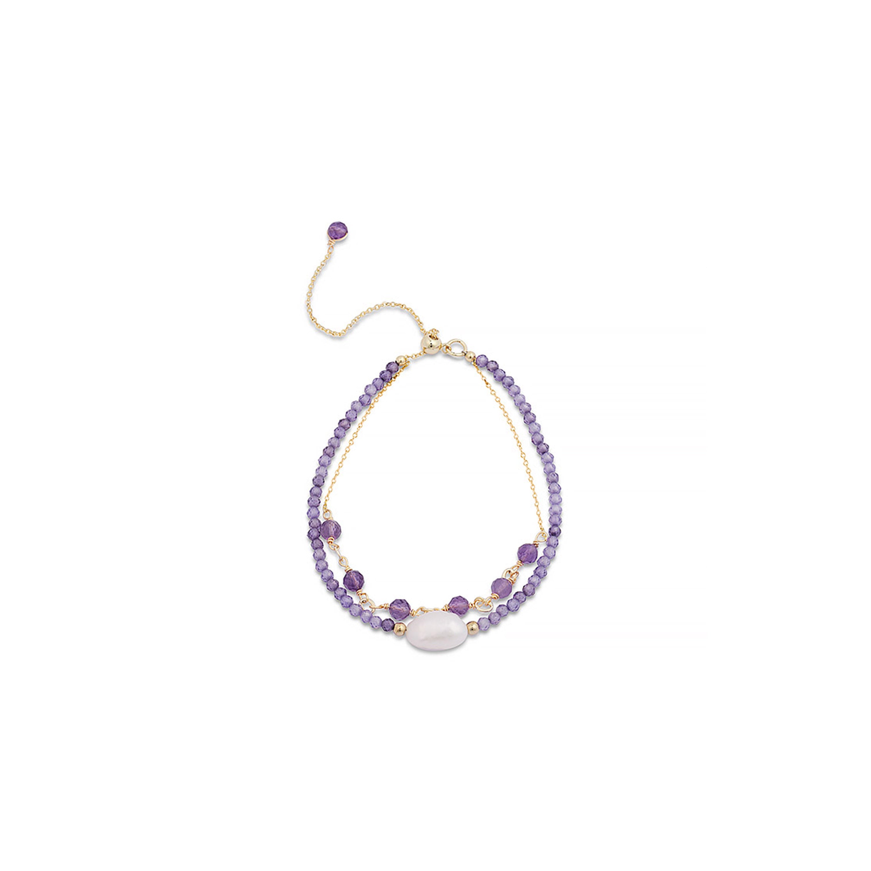 Amethyst Zirconia Bracelet finished in 18K yellow gold - Ekhao