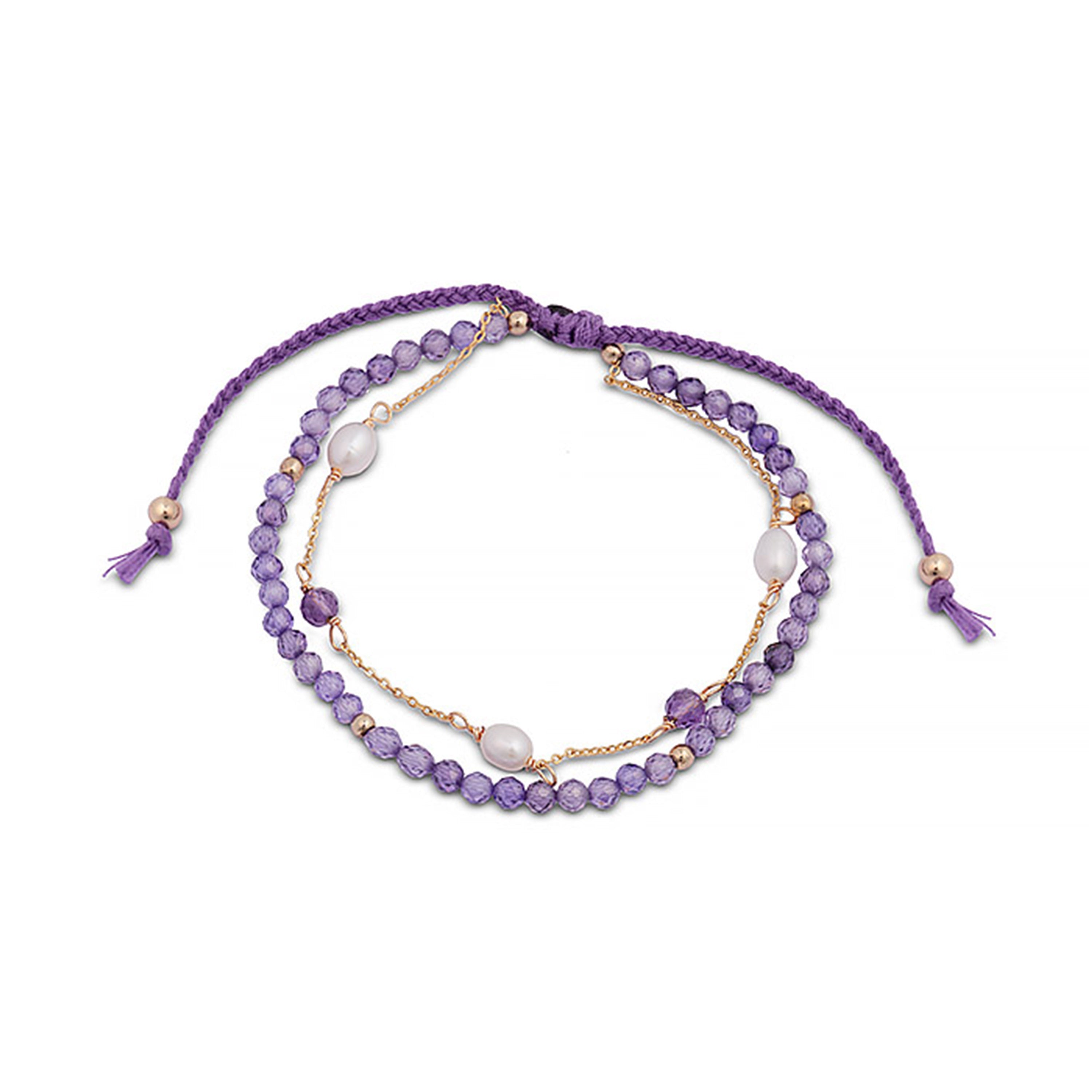 Amethyst Zirconia Bracelet finished in 18K yellow gold - Athat