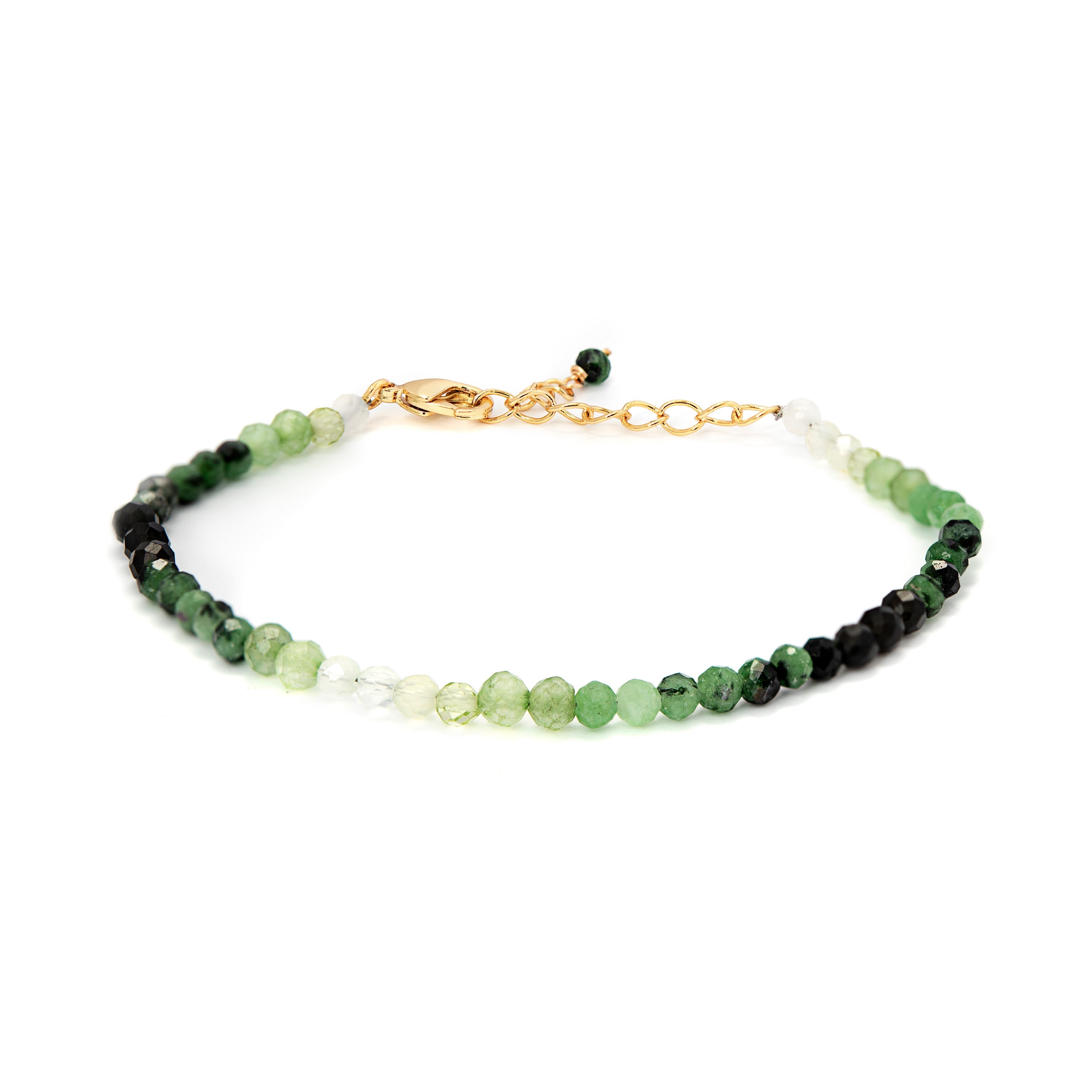 Green Crystal Bracelet finished in 18K yellow gold - Halok