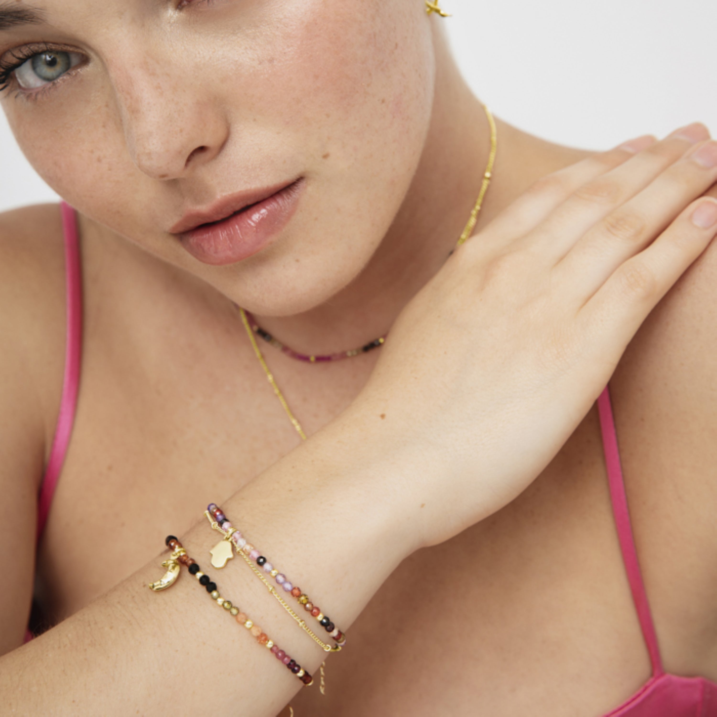 Multicolor Crystal Bracelet finished in 18K yellow gold - Raxsu