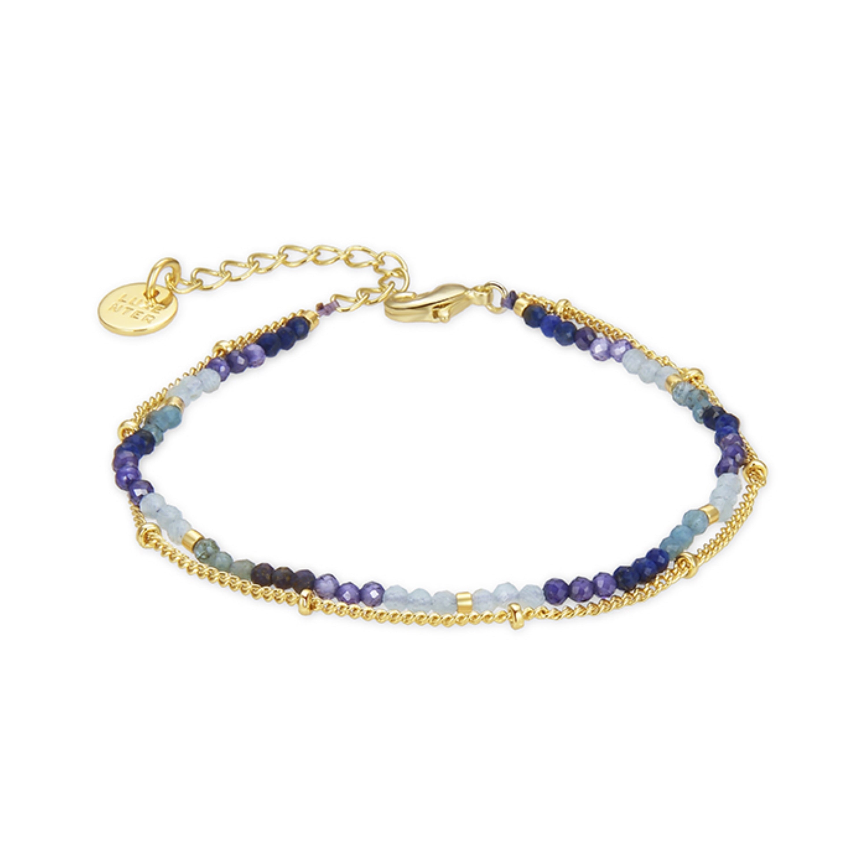 Dark Blue Crystal Bracelet finished in 18K yellow gold - Aiel