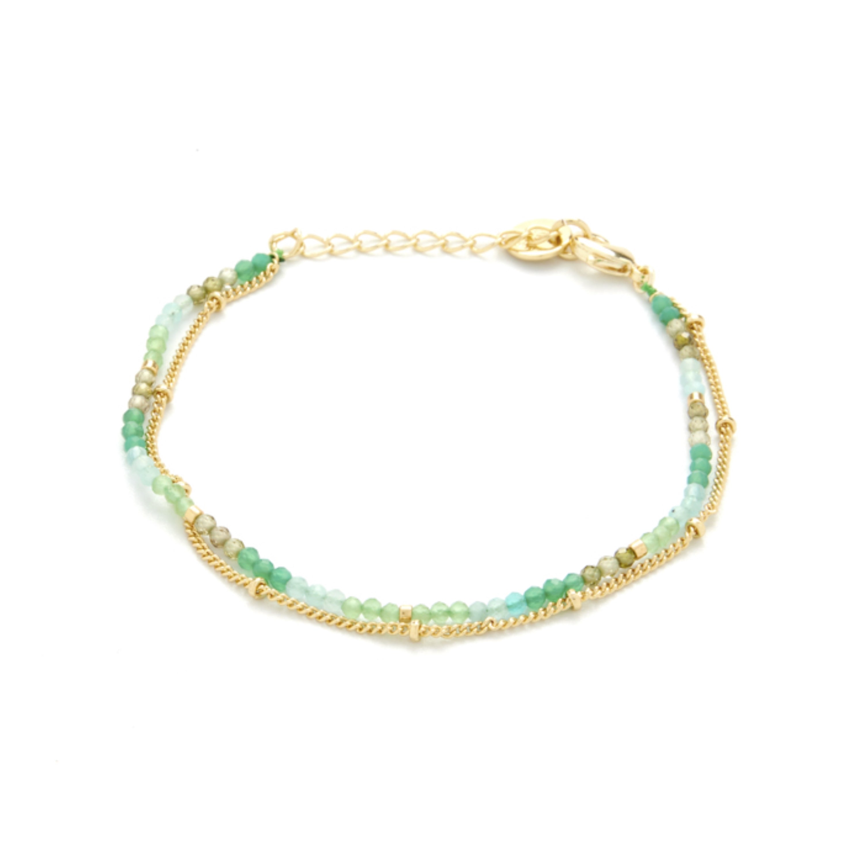 Green Crystal Bracelet finished in 18K yellow gold - Aiel