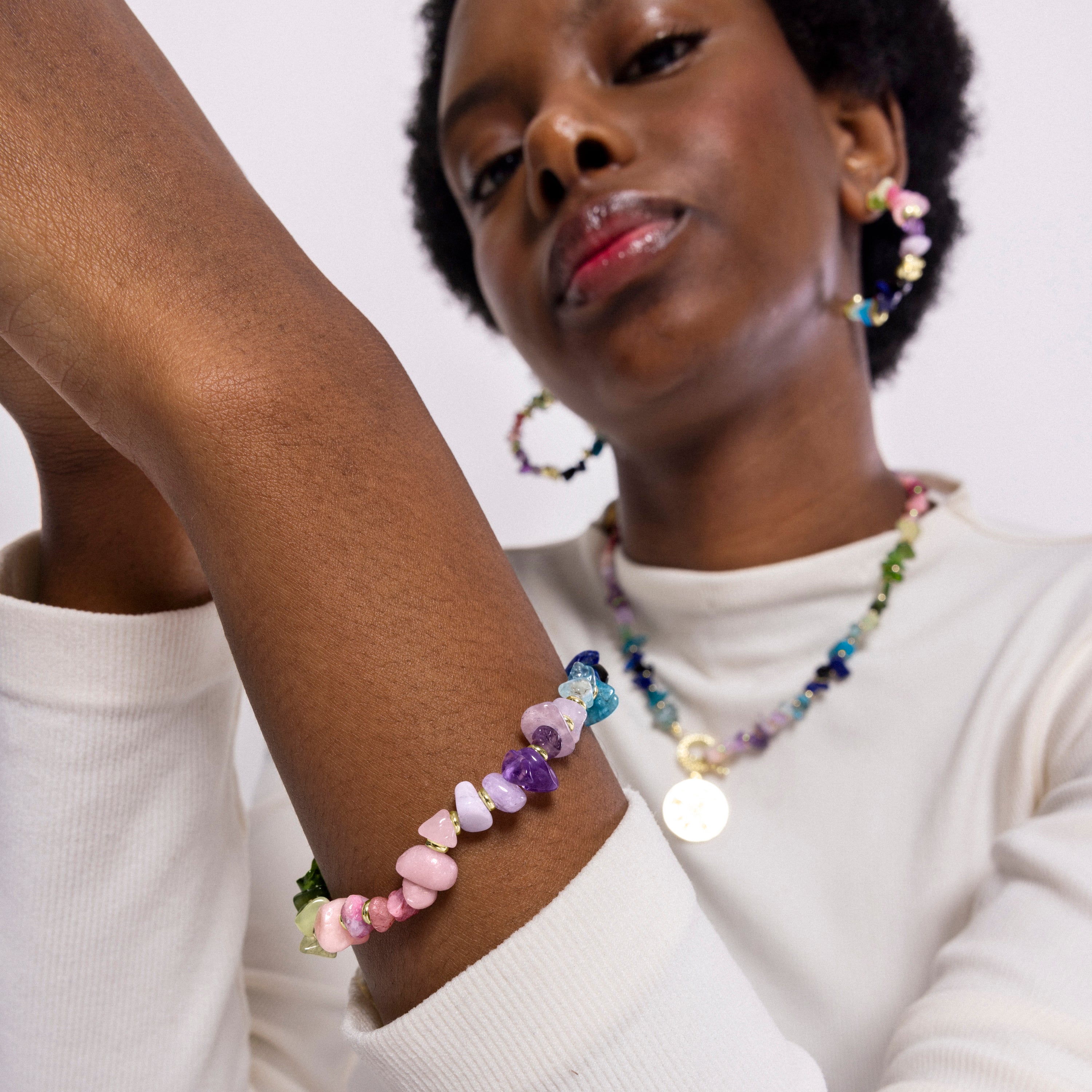 Fluorite bracelet finished in 18K yellow gold - Diri