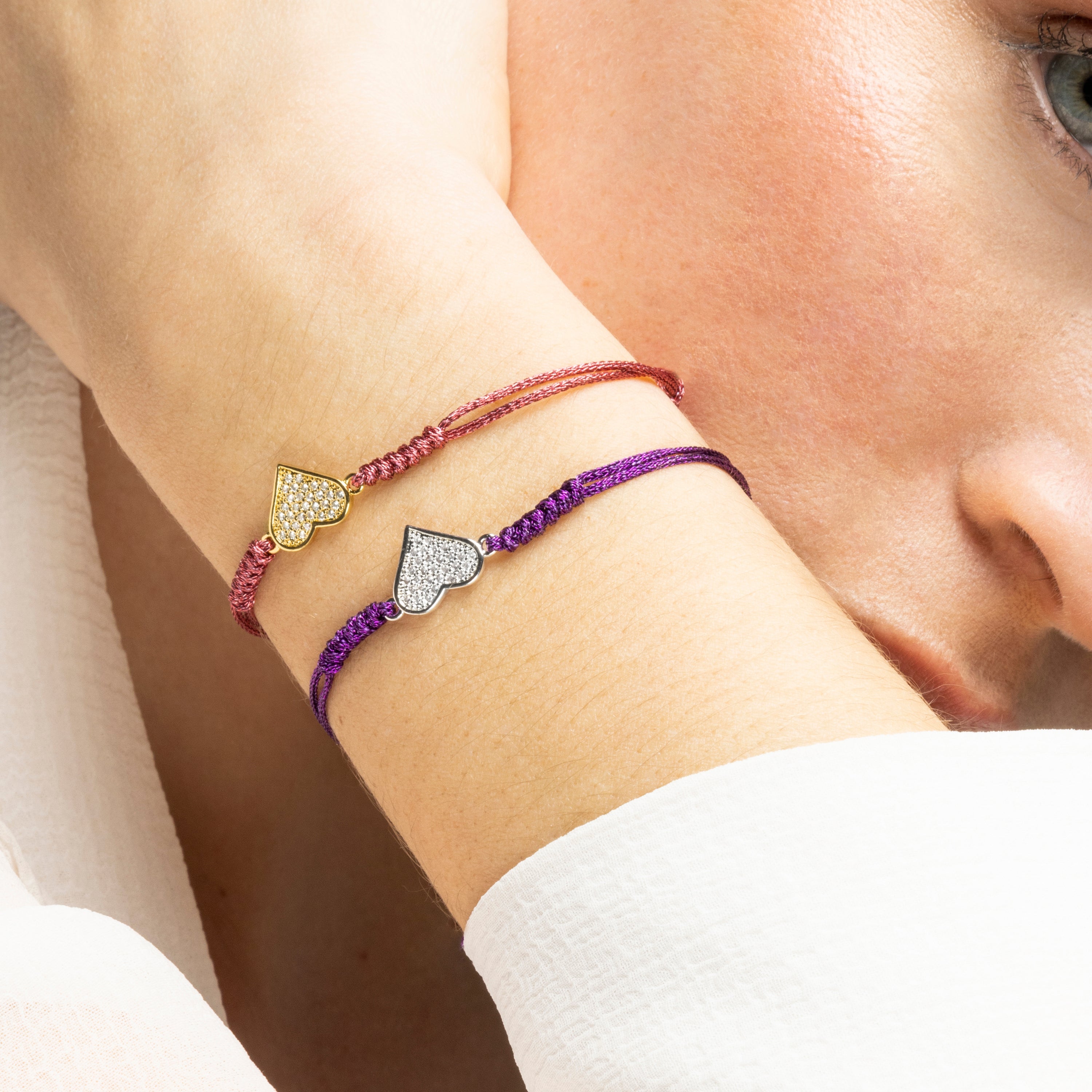 18k yellow gold finish bracelet with brilliant zirconia - Heart