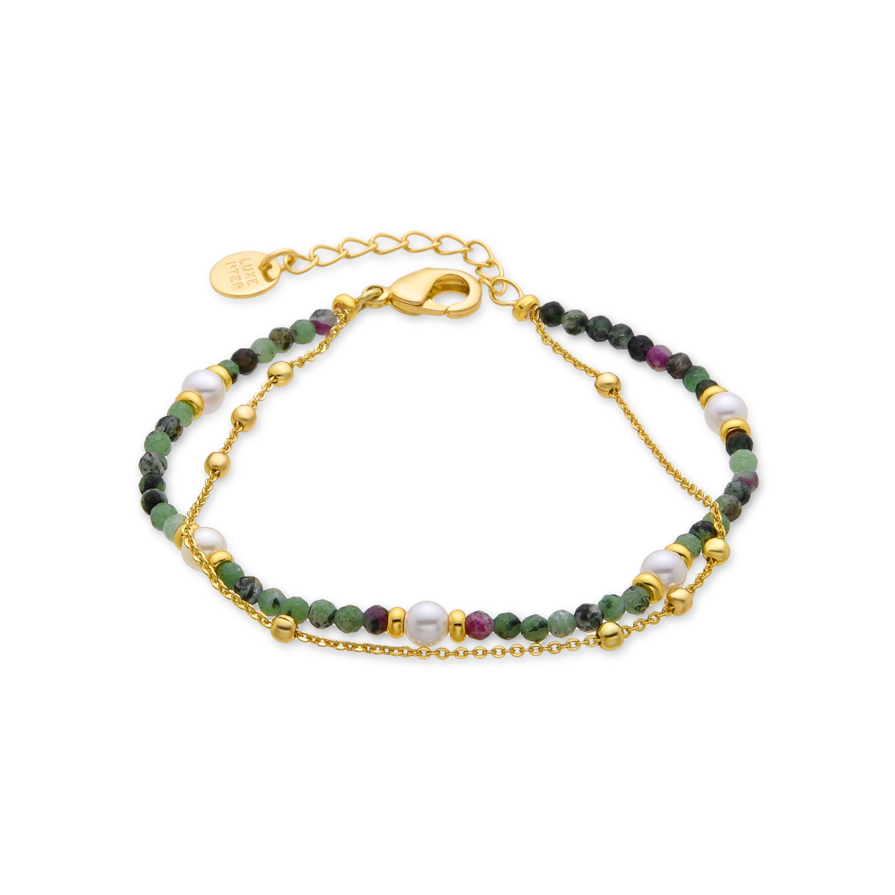 White Pearl Bracelet finished in 18K yellow gold - Rayja