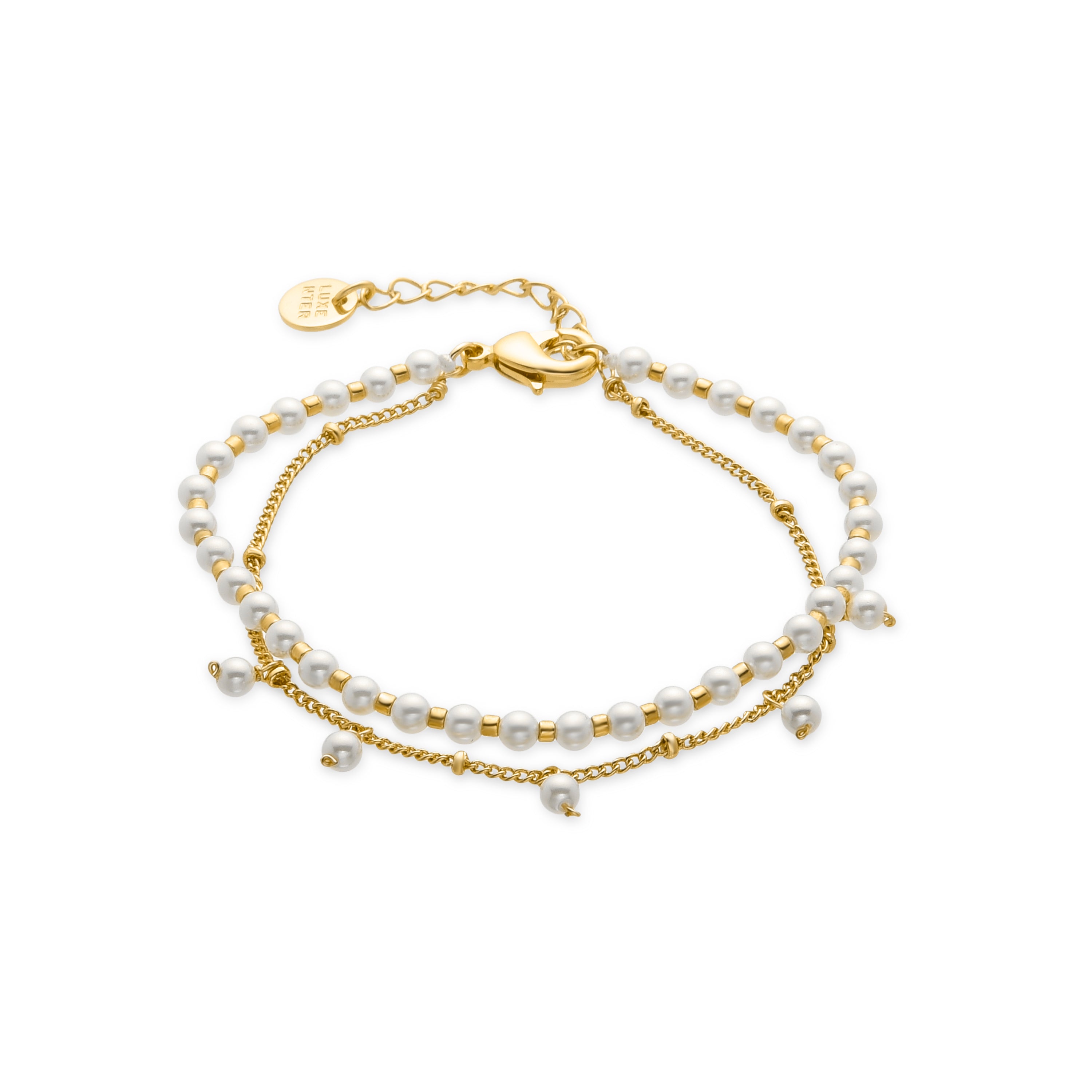White Pearl Bracelet finished in 18K yellow gold - Subri