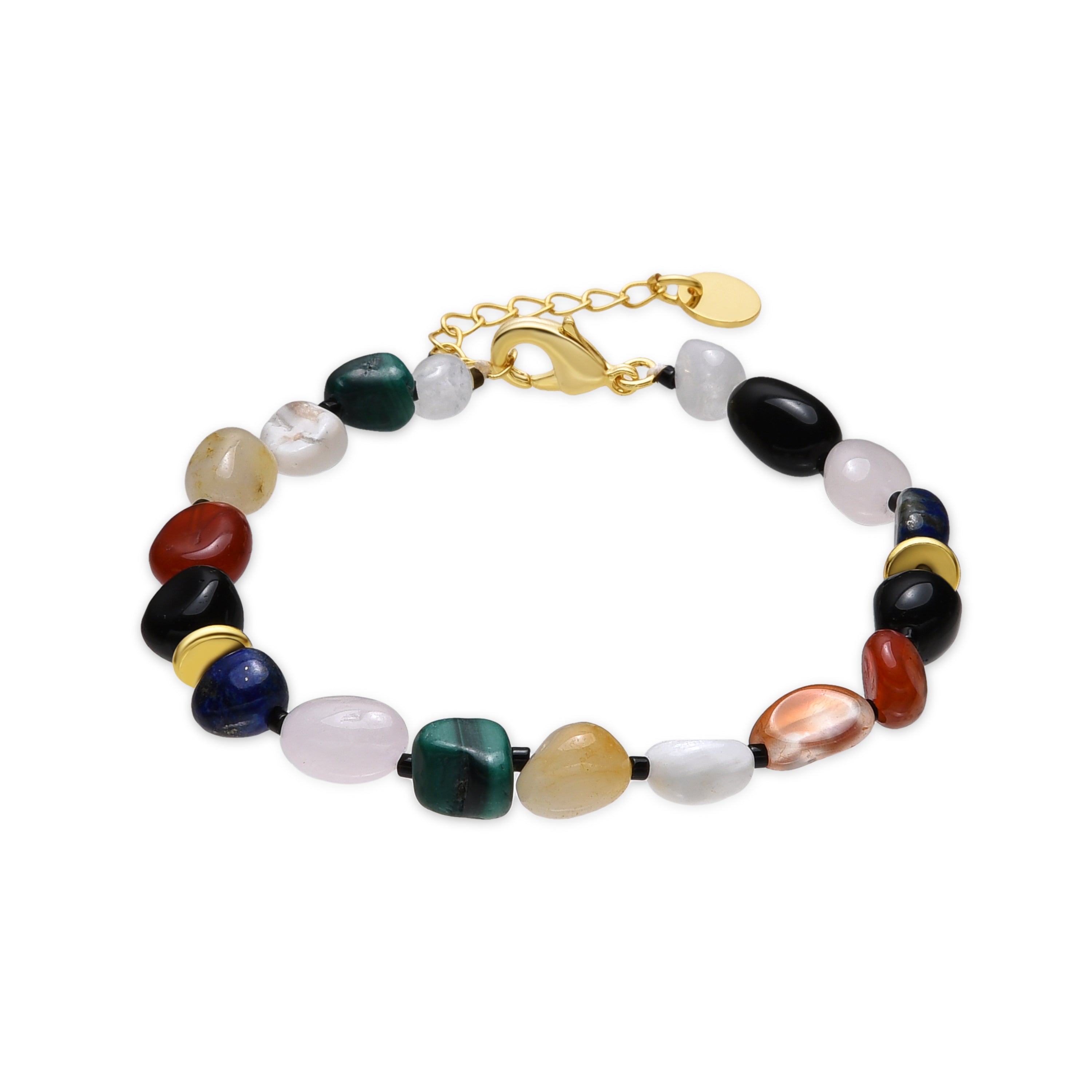 Bracelet with Multicolor Natural Stone 18k Gold Finish - Ilisen