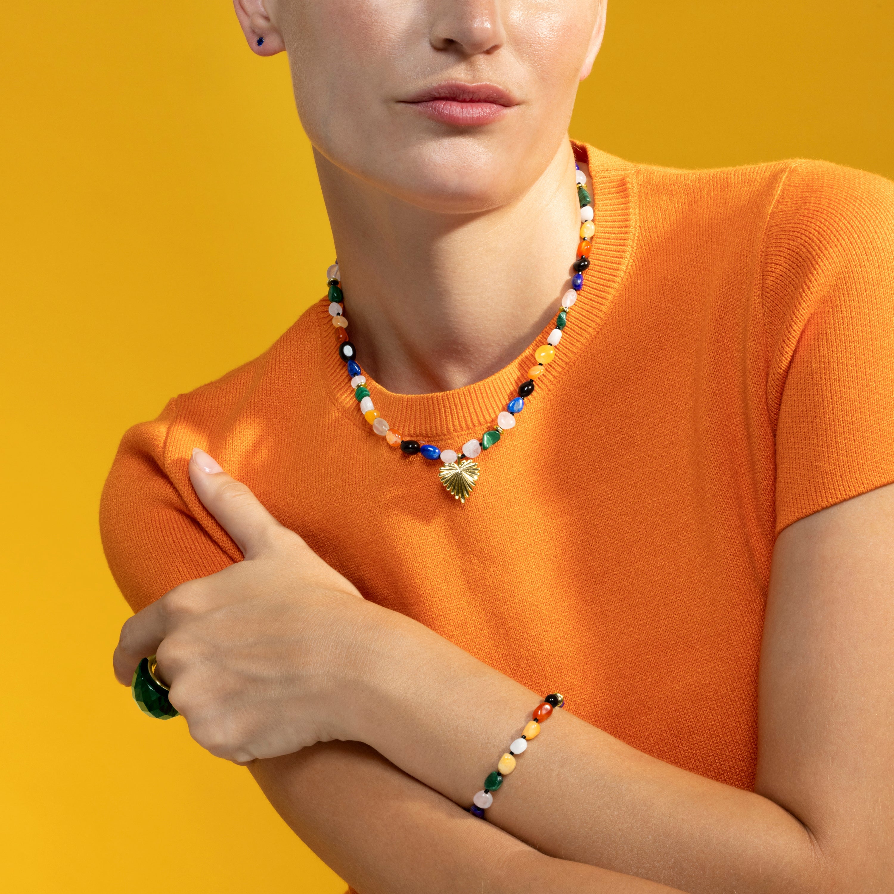 Bracelet with Multicolor Natural Stone 18k Gold Finish - Ilisen