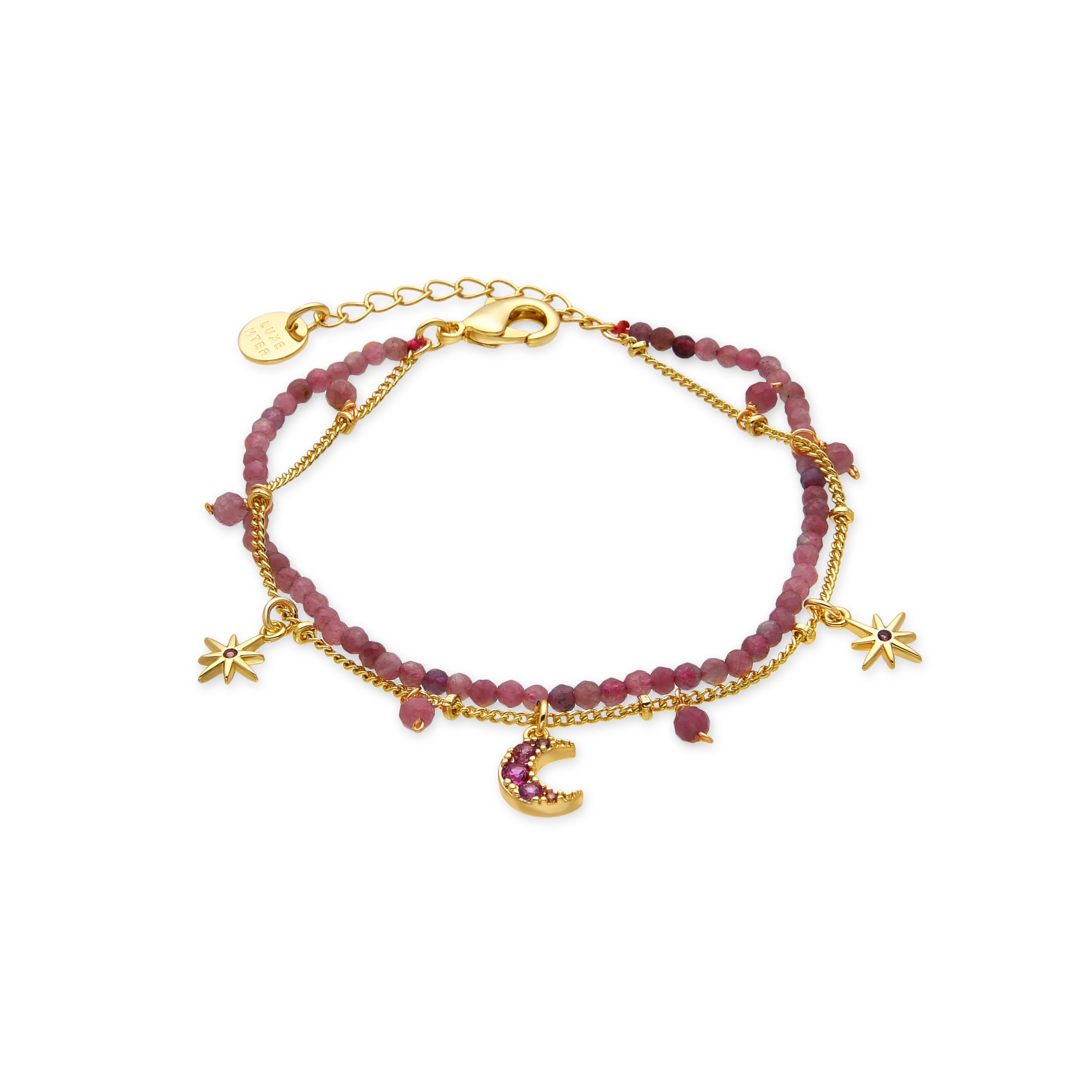 18k Gold Finish Pink Crystal Bracelet - Ethal