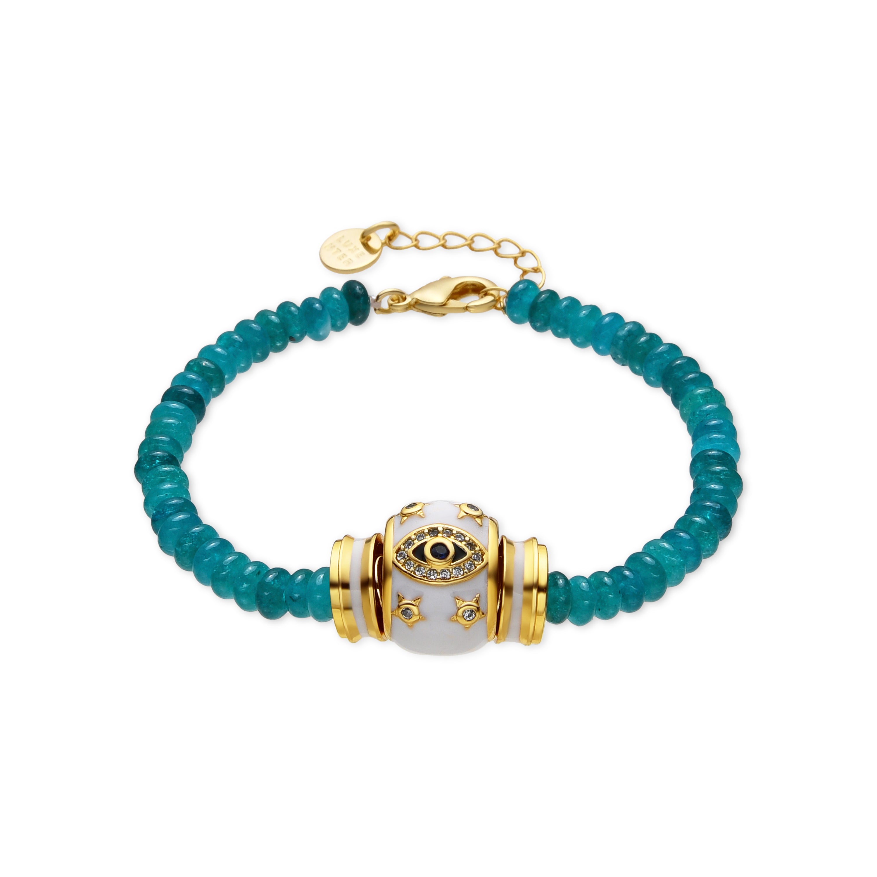 18k yellow gold and green jade finish bracelet - Hamco