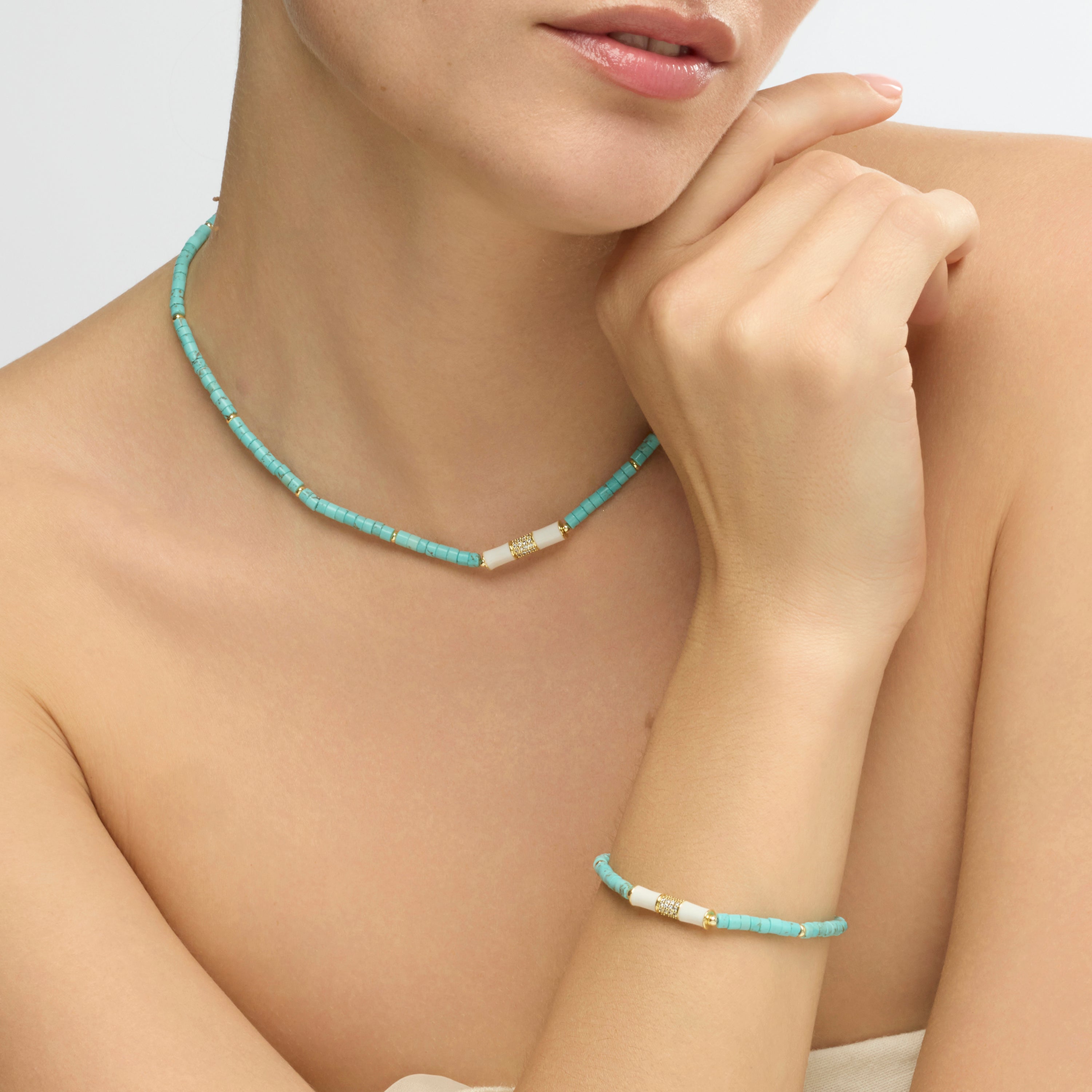 18k yellow gold and turquoise finish bracelet - Asmi