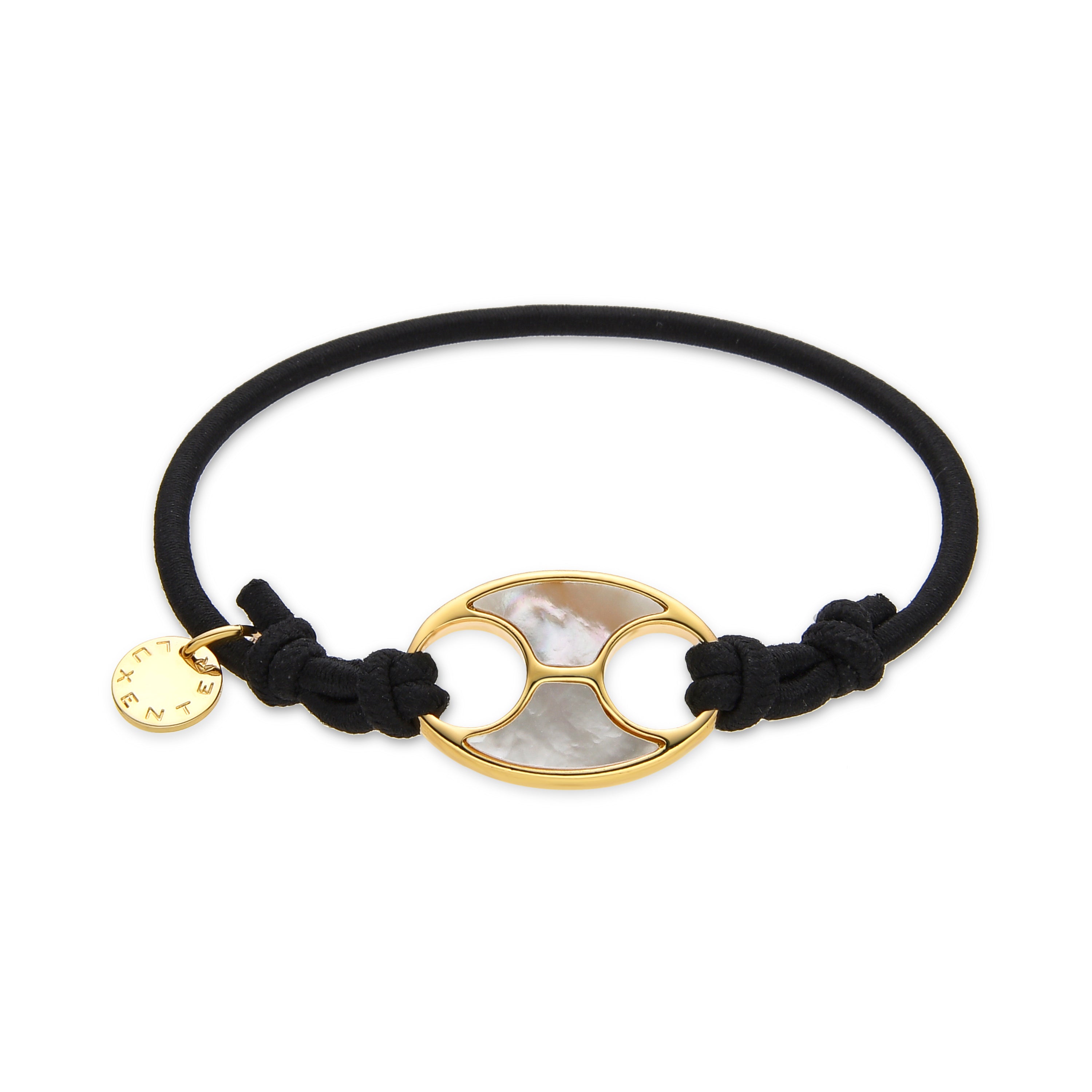 White Mother of Pearl Scrunchie with 18K Yellow Gold Finish - Idmo