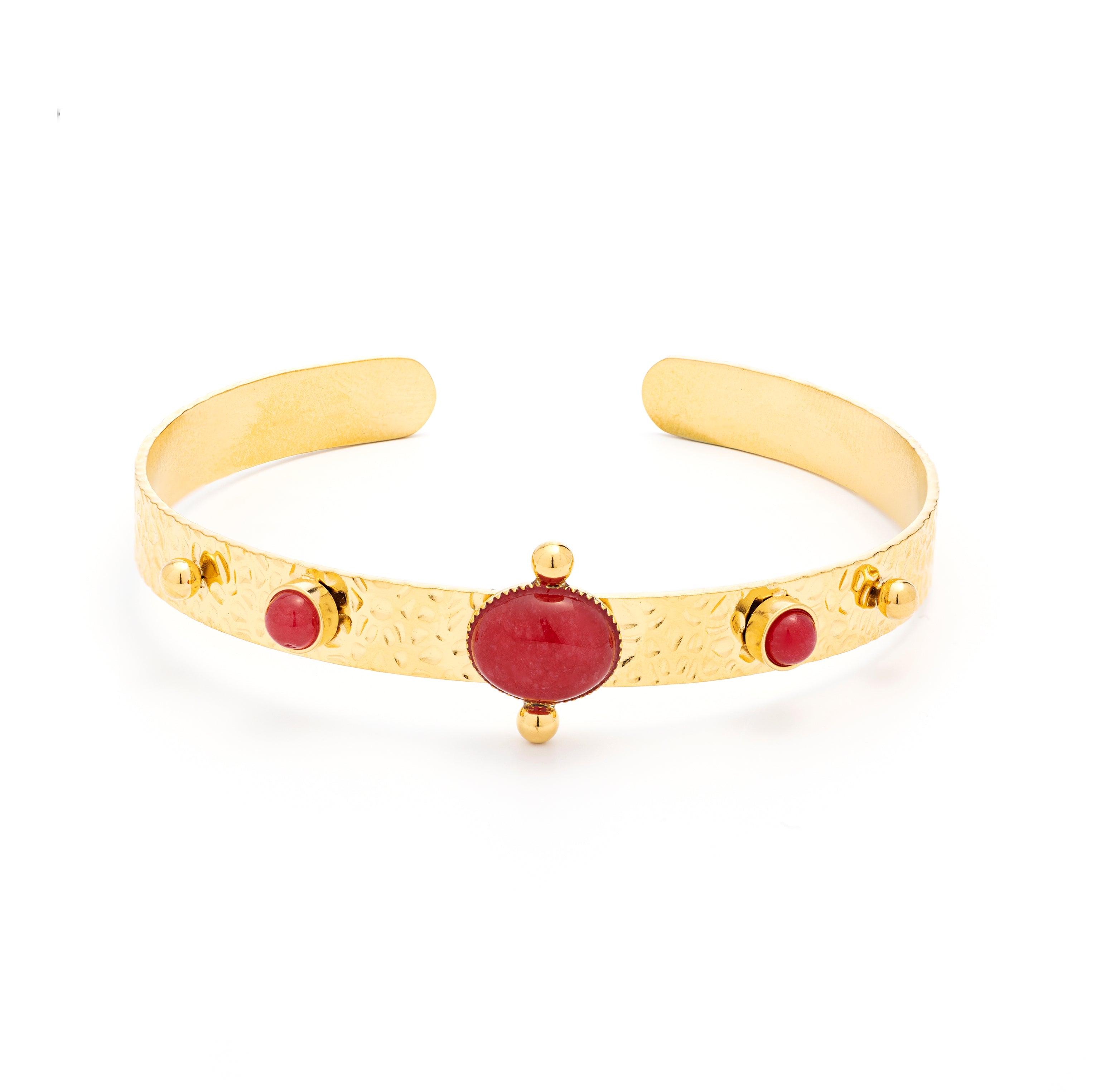 Coral bracelet finished in 18K yellow gold - Euvia