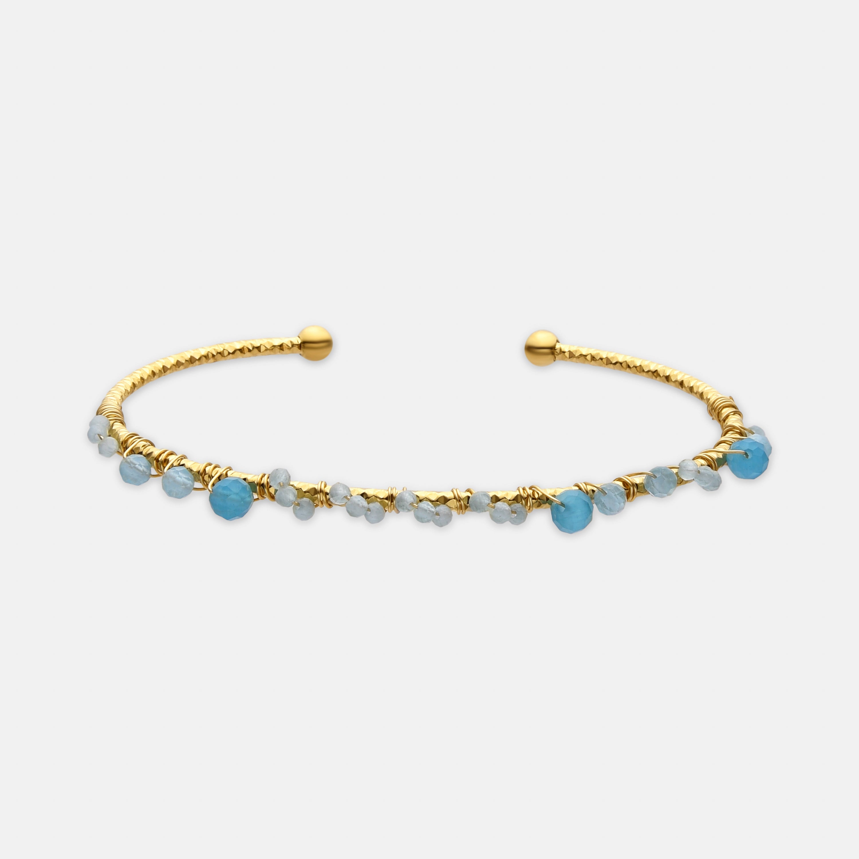Bracelet with Blue Crystal, 18k gold finish - Yakde