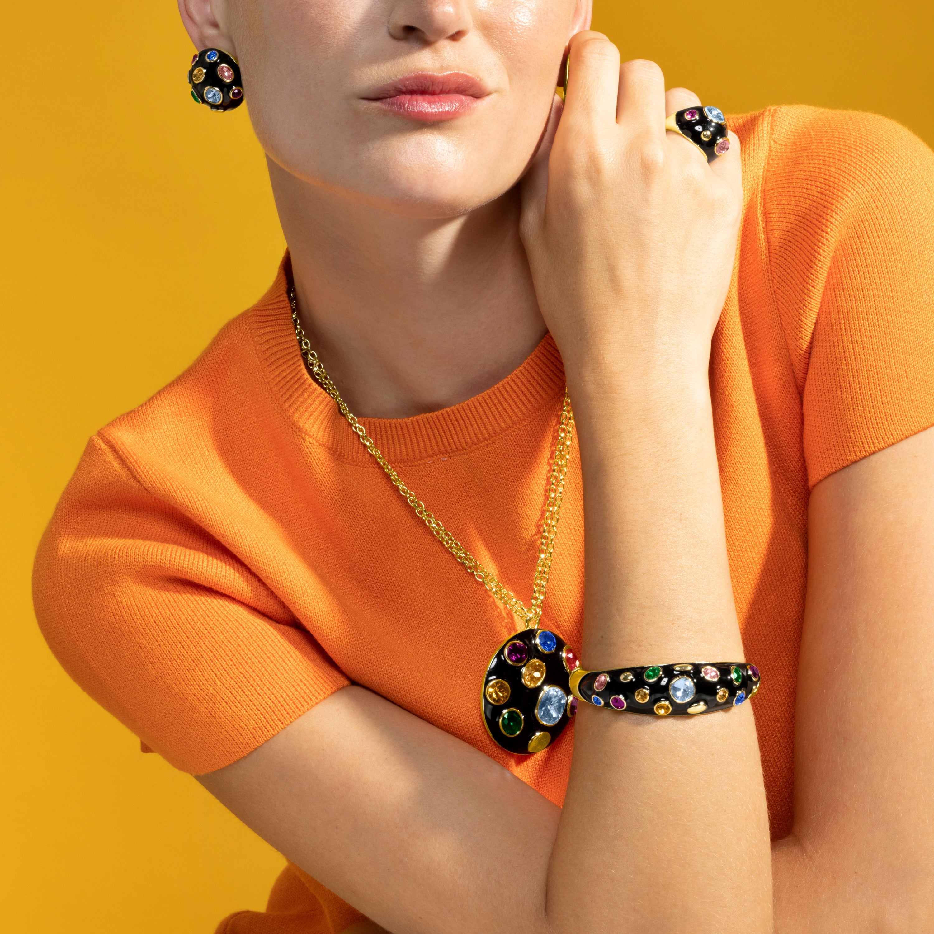 Bracelet with Black Lacquer 18k gold finish - Yever