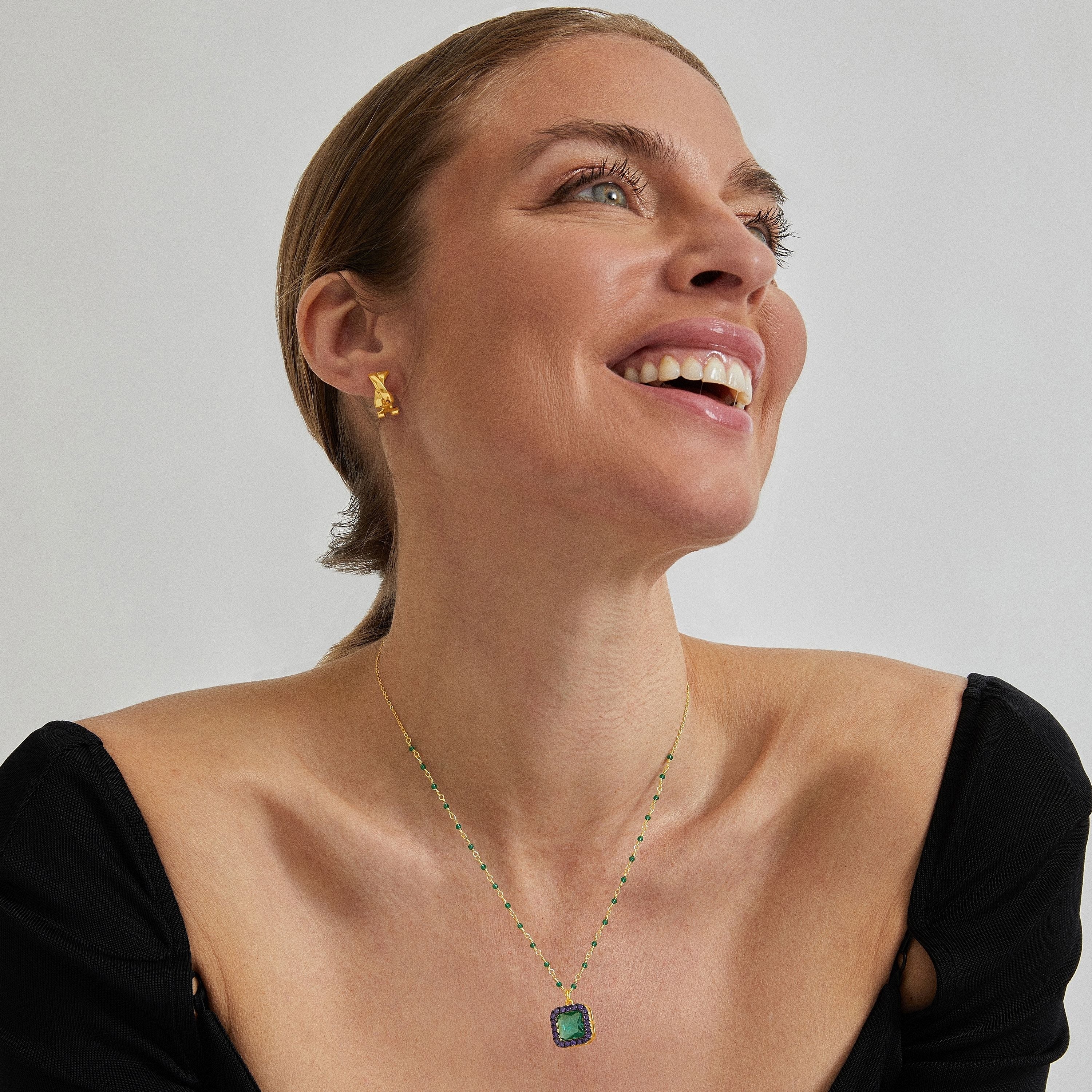 18K yellow gold finished earrings - Reina