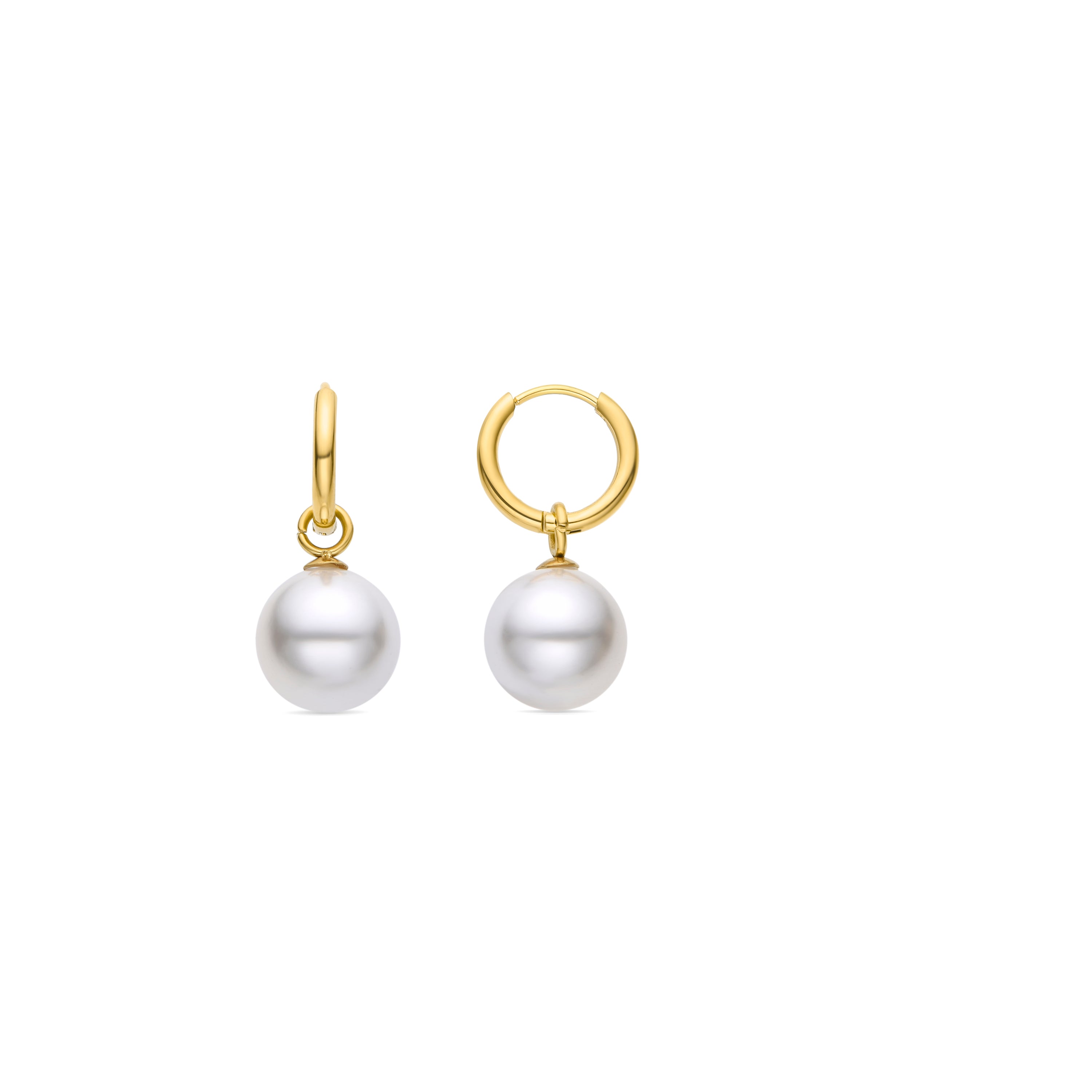 White Pearl Earrings finished in 18K yellow gold - Unwe