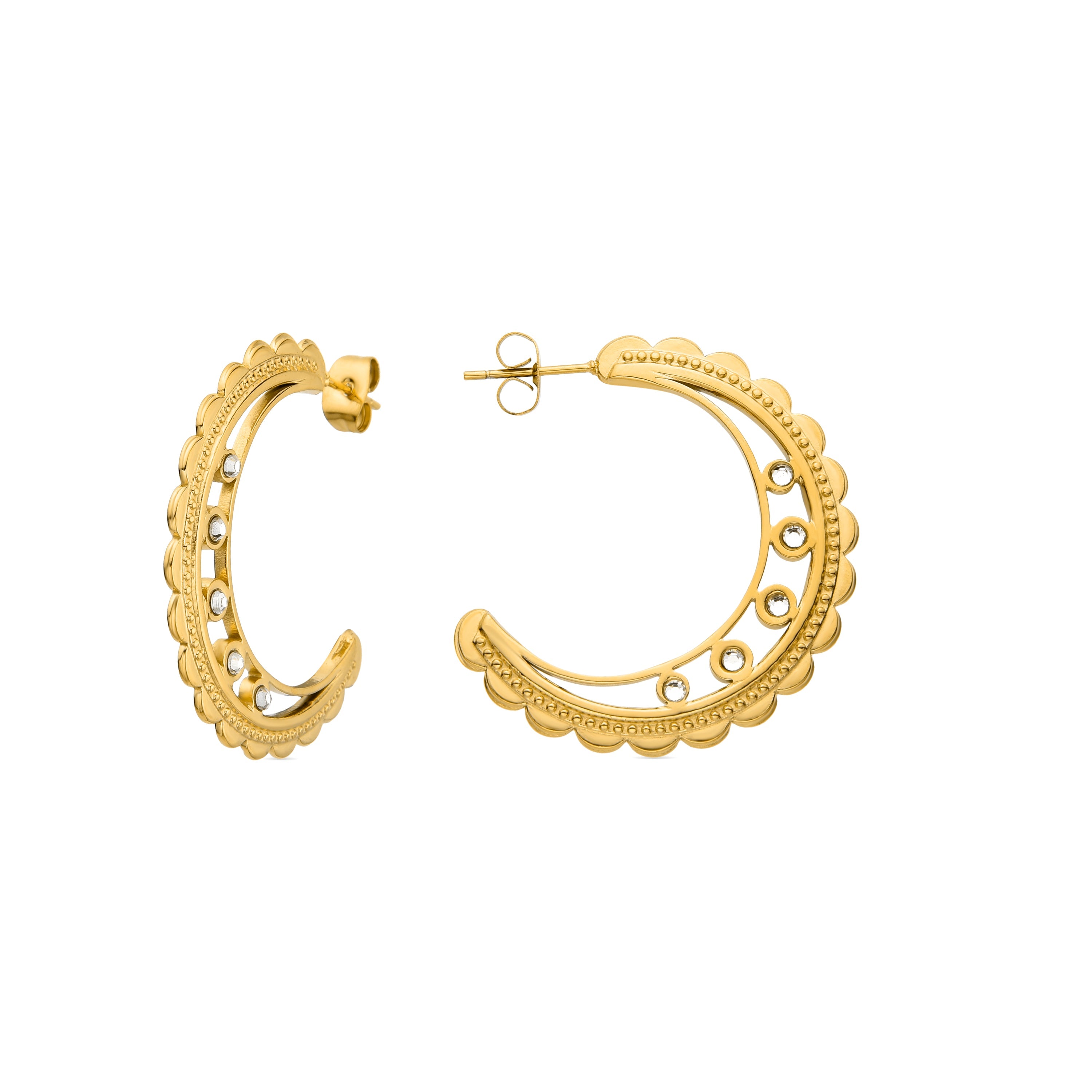 Brilliant Zirconia Earrings finished in 18K yellow gold - Fuduk