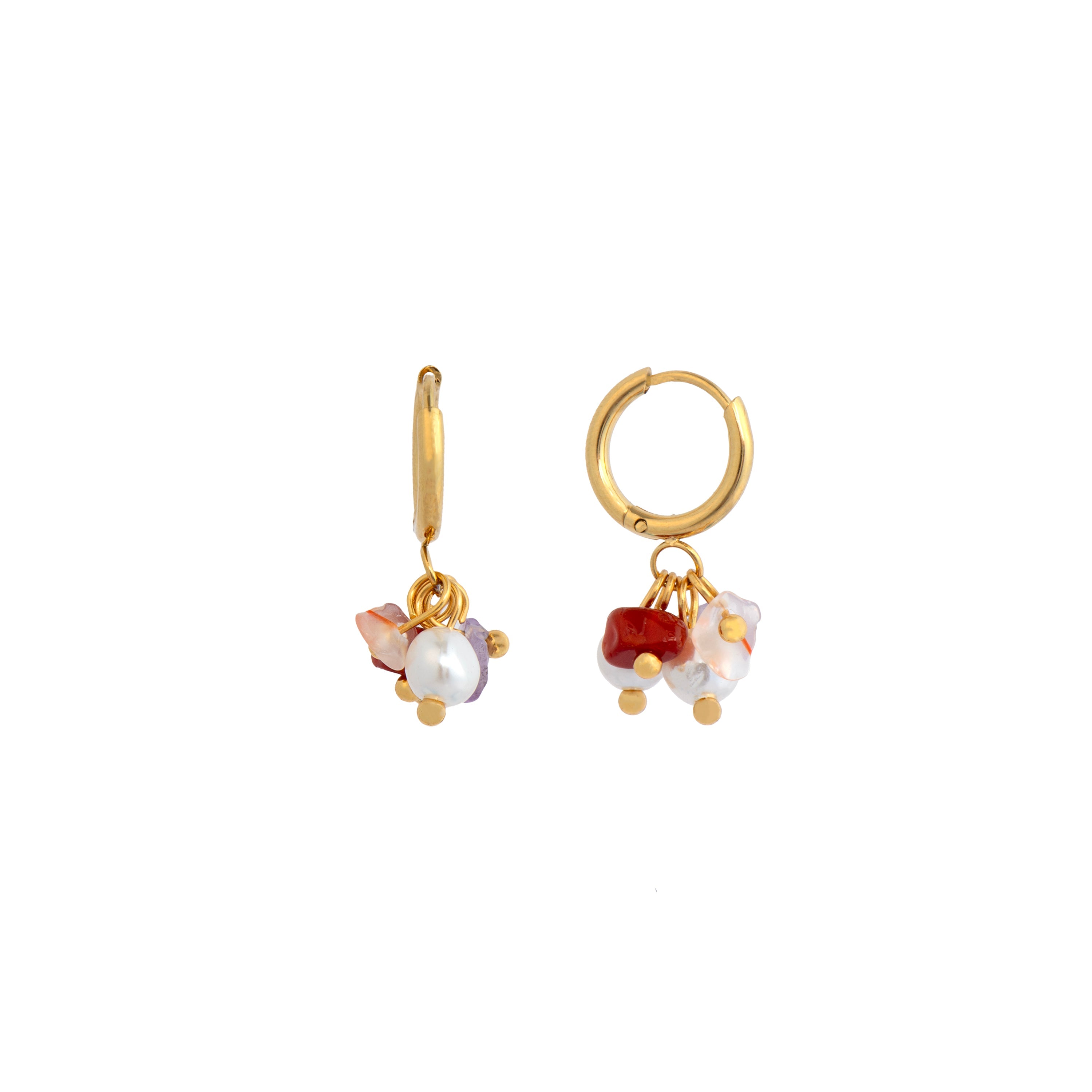 18k yellow gold and coral finish earrings - Sasin