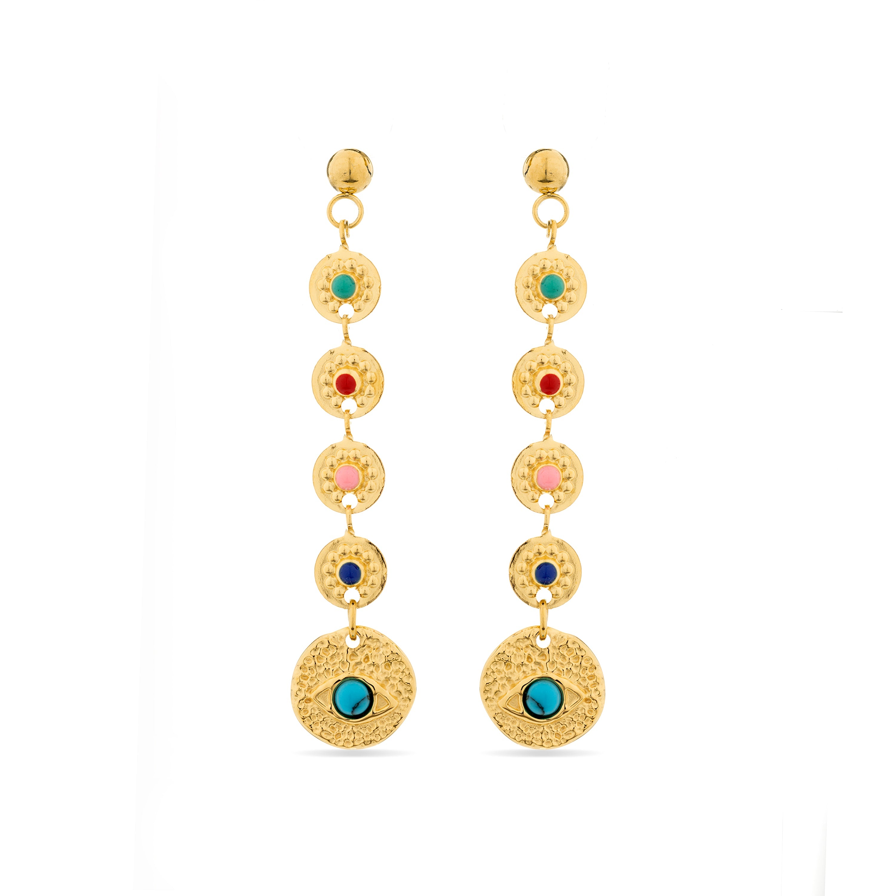 Turquoise earrings finished in 18K yellow gold - Elbi