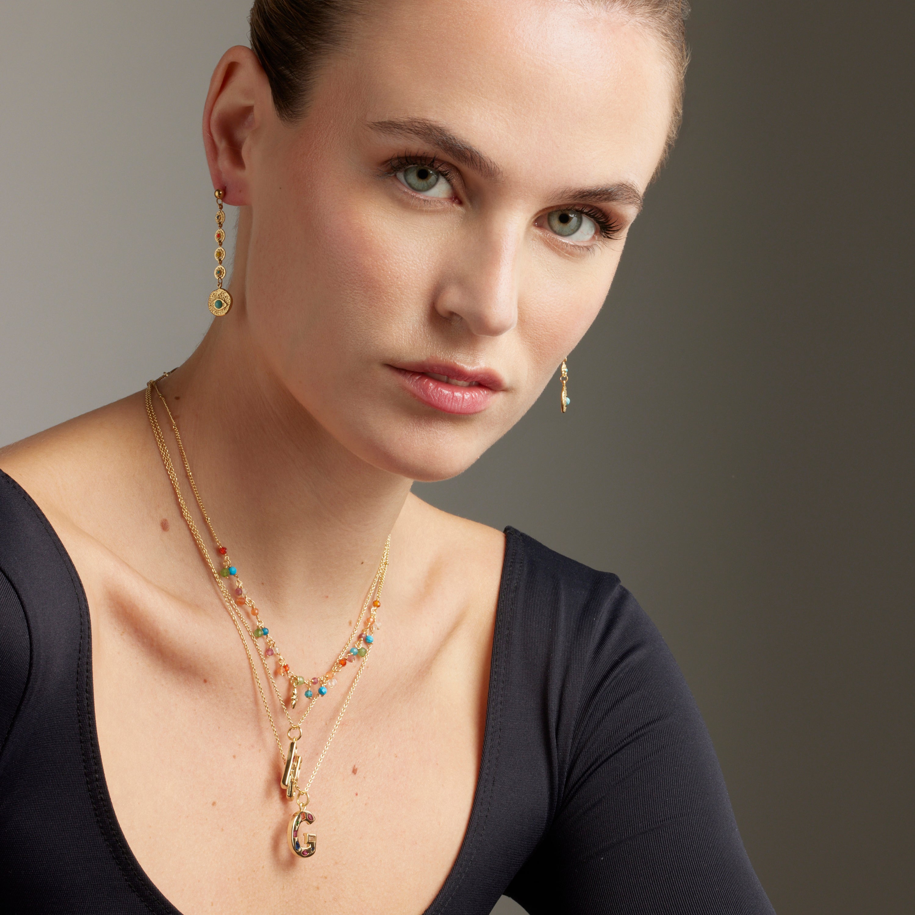 Turquoise earrings finished in 18K yellow gold - Elbi