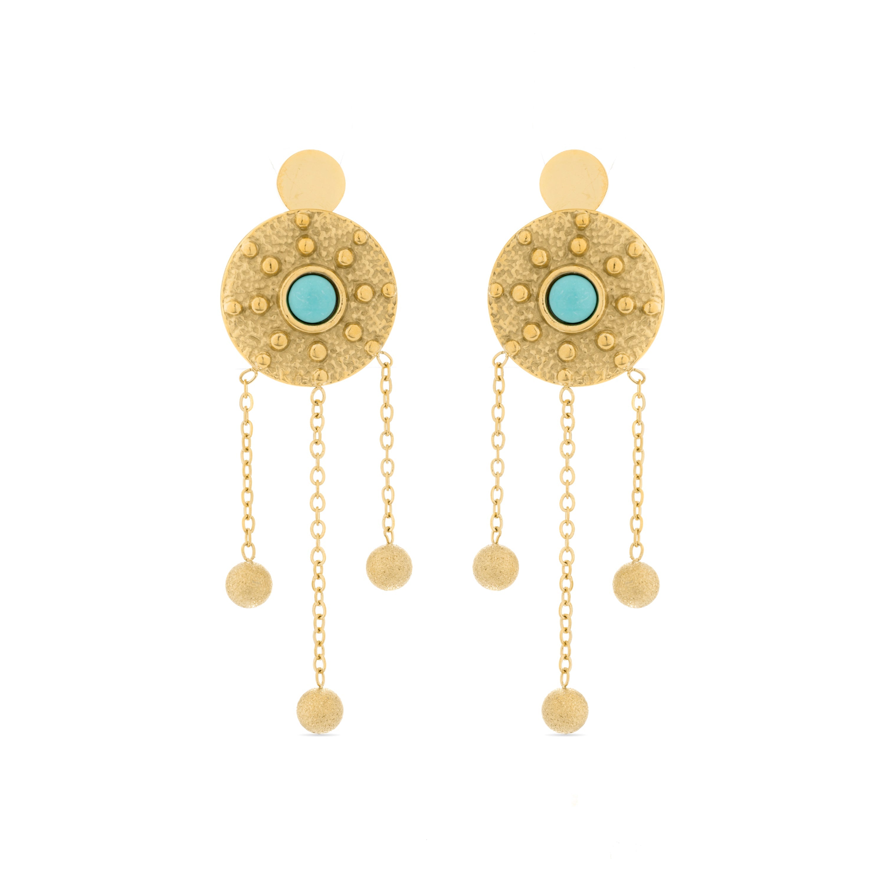 Pendientes de Turquesa acabados en oro amarillo 18K- Mudat