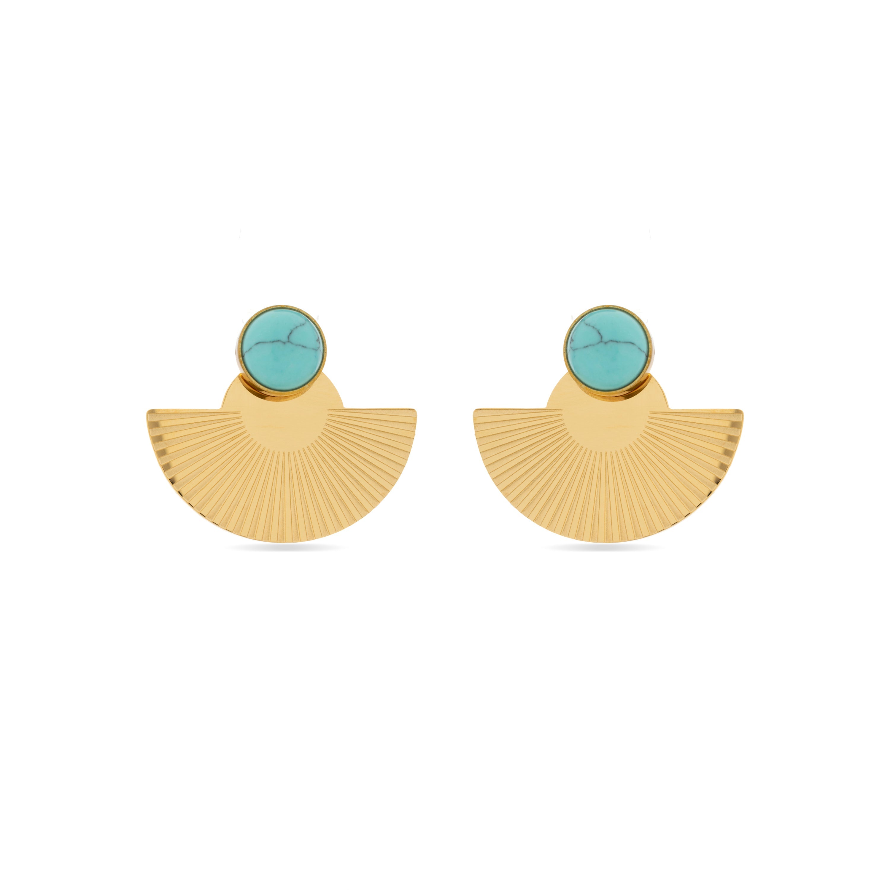 Turquoise earrings finished in 18K yellow gold - Ria