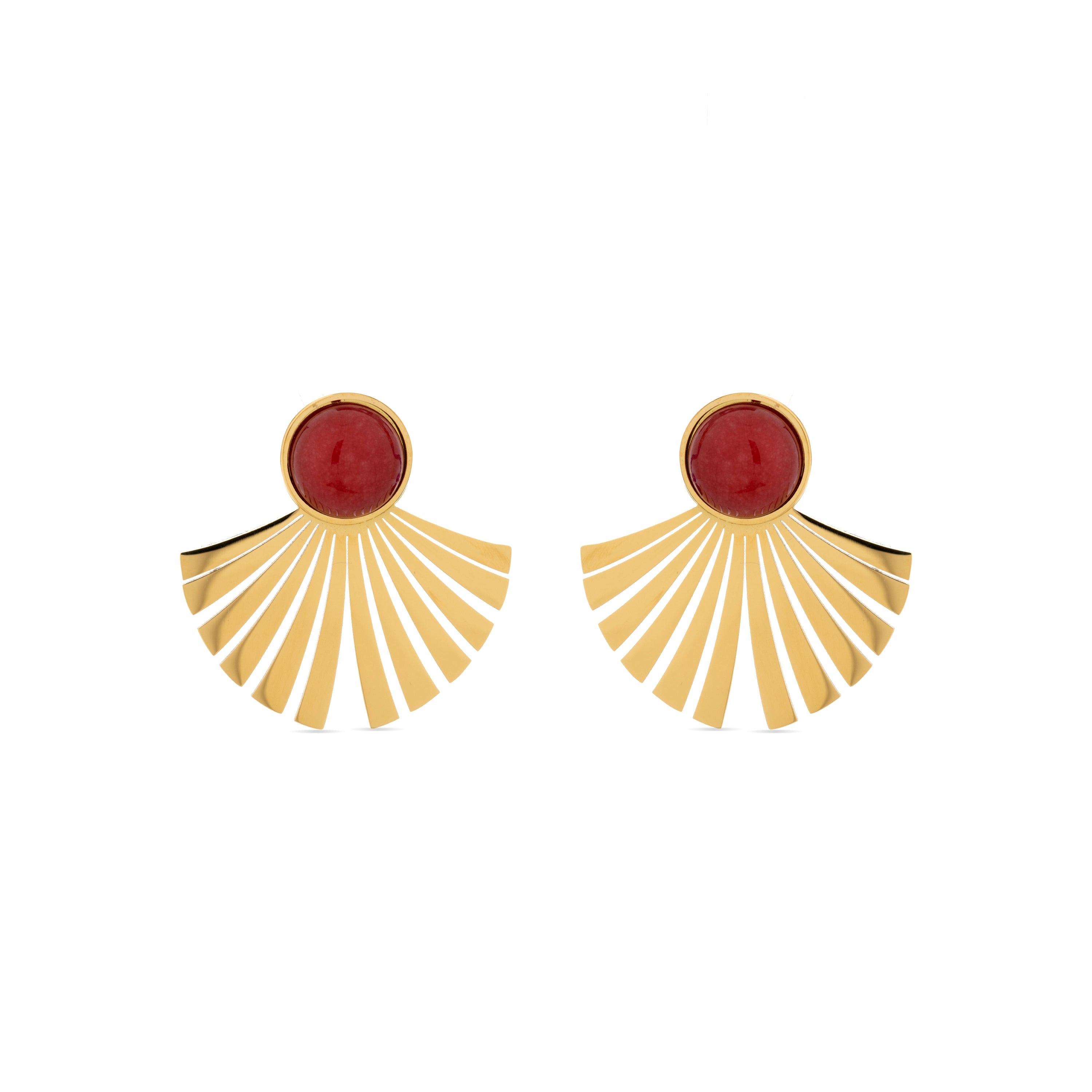 Coral earrings finished in 18K yellow gold - Almia