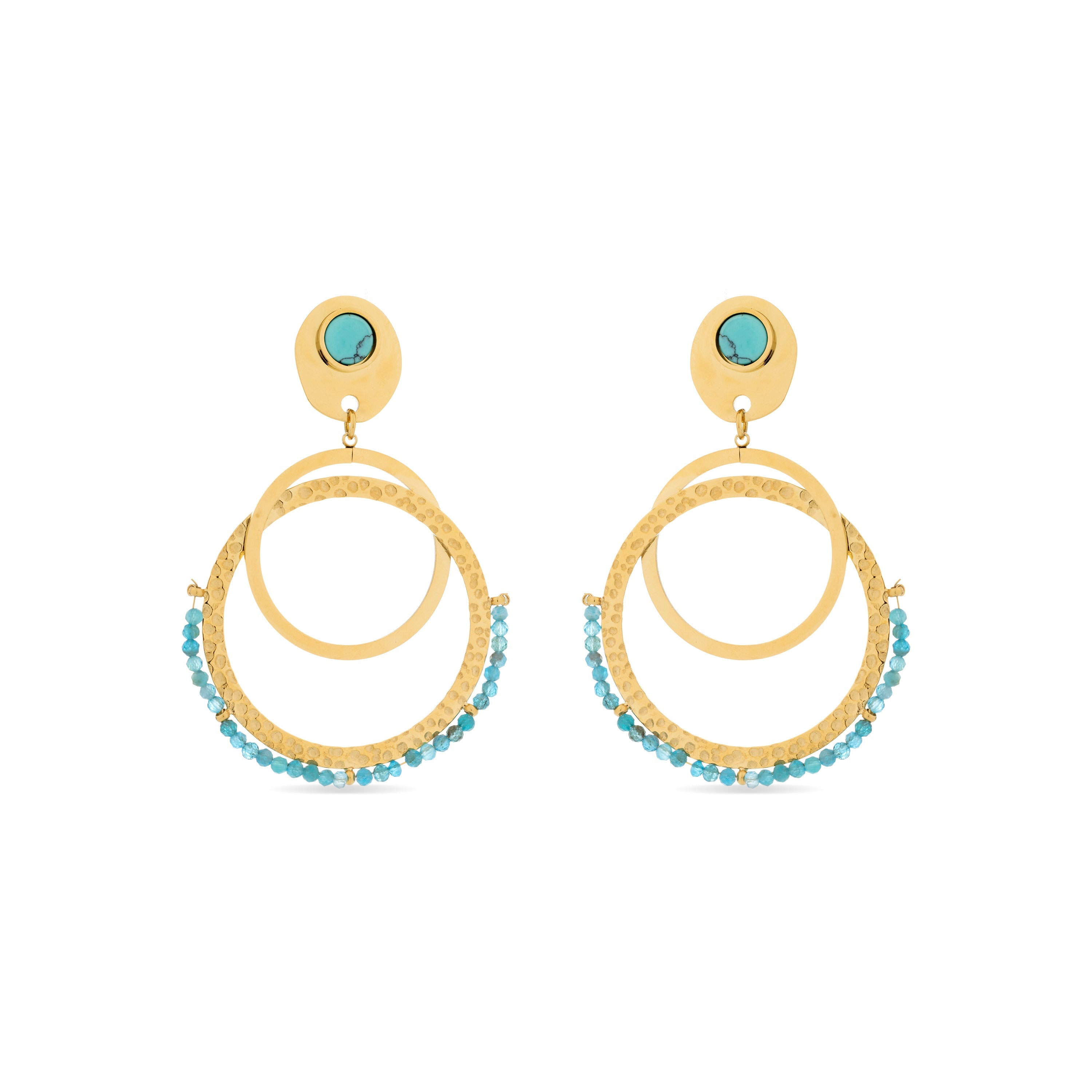 Pendientes de Turquesa acabados en oro amarillo 18K - Kharaj