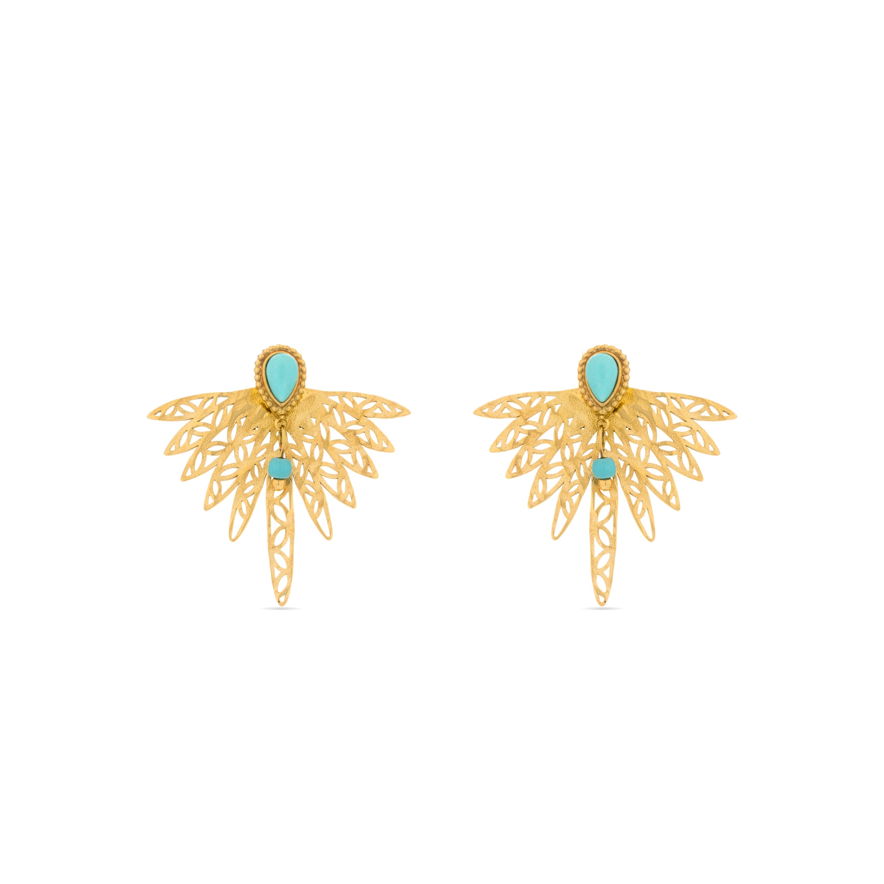 Turquoise earrings finished in 18K yellow gold - Resiah