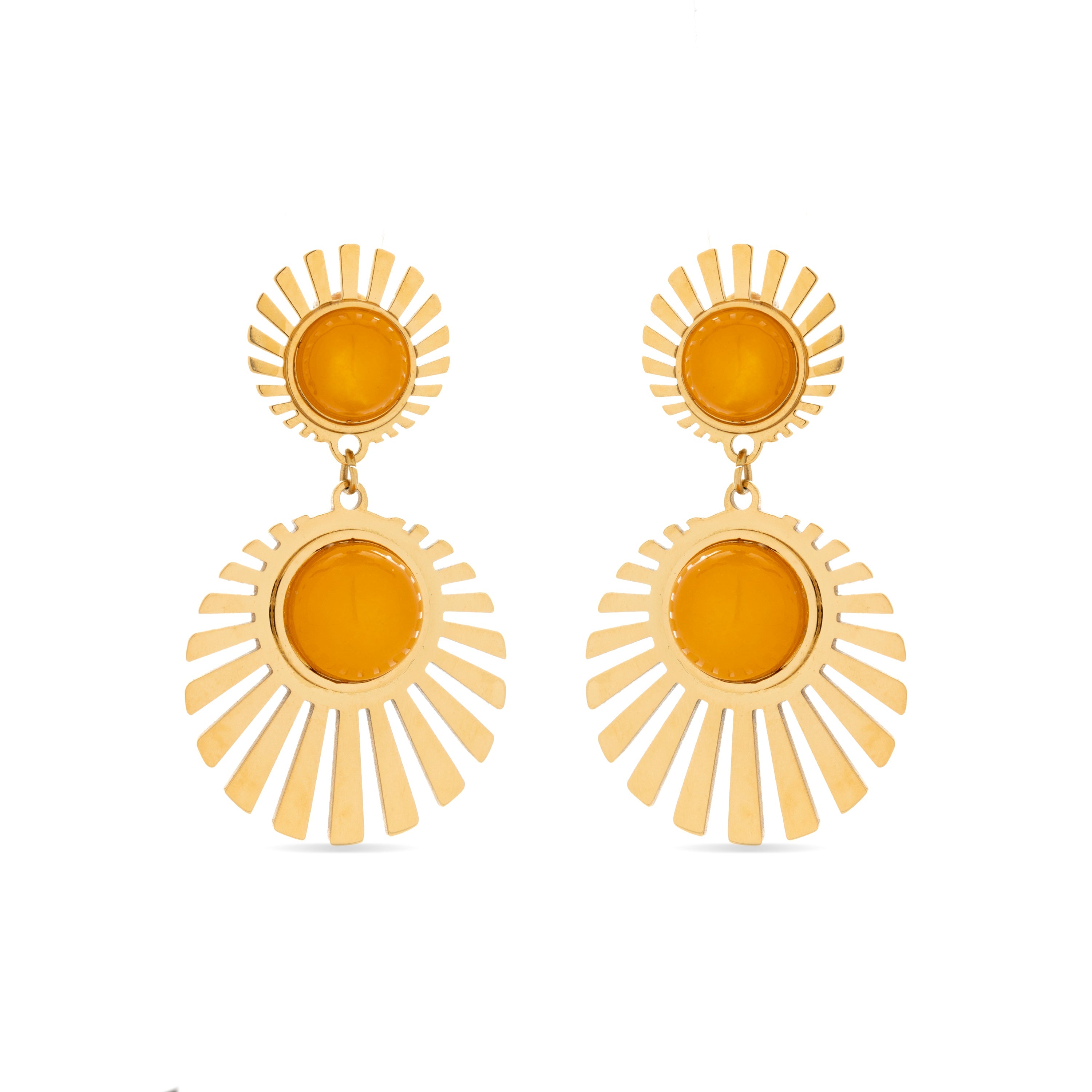 Orange Crystal Earrings finished in 18K yellow gold - Zuxia