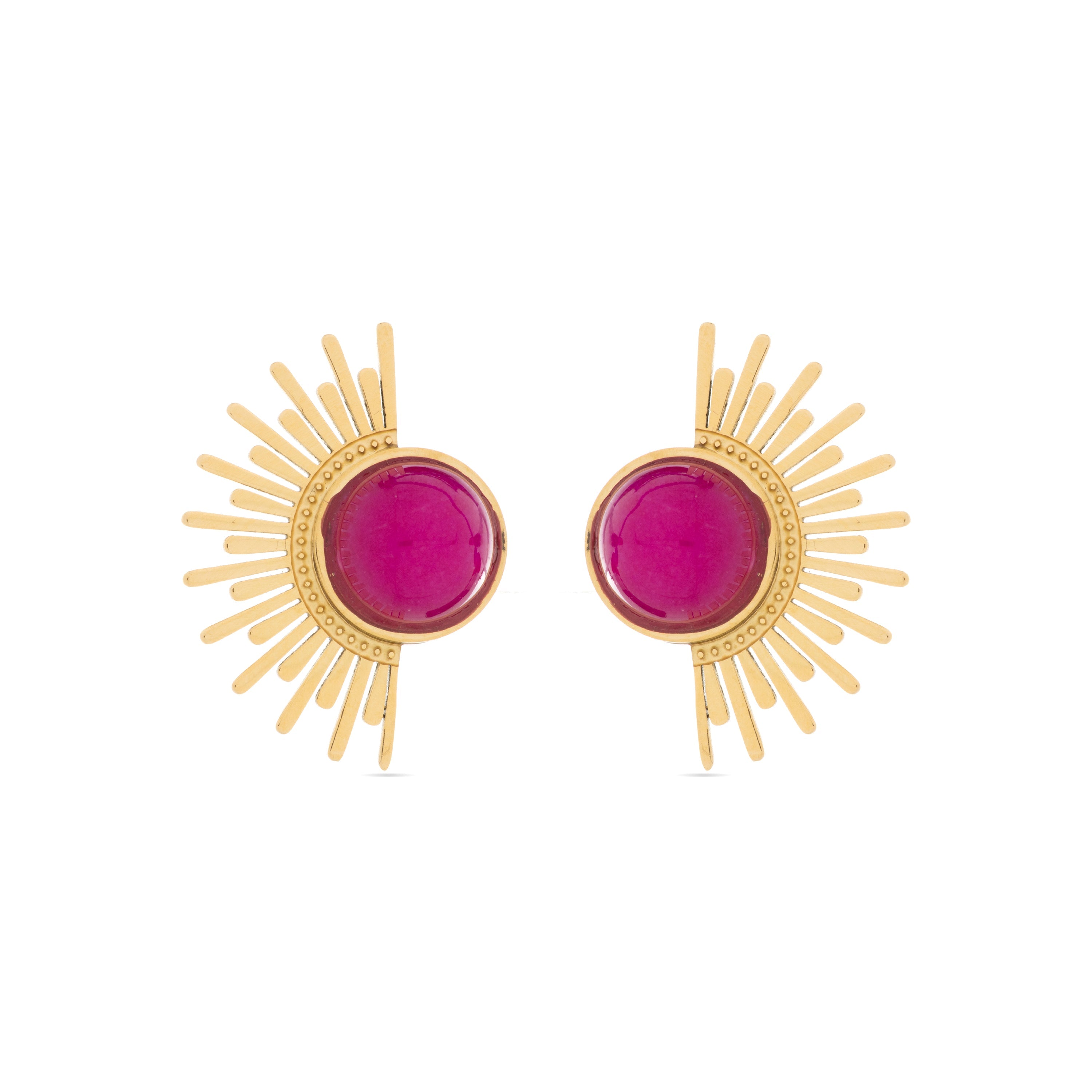 Red Crystal Earrings finished in 18K yellow gold - Rok