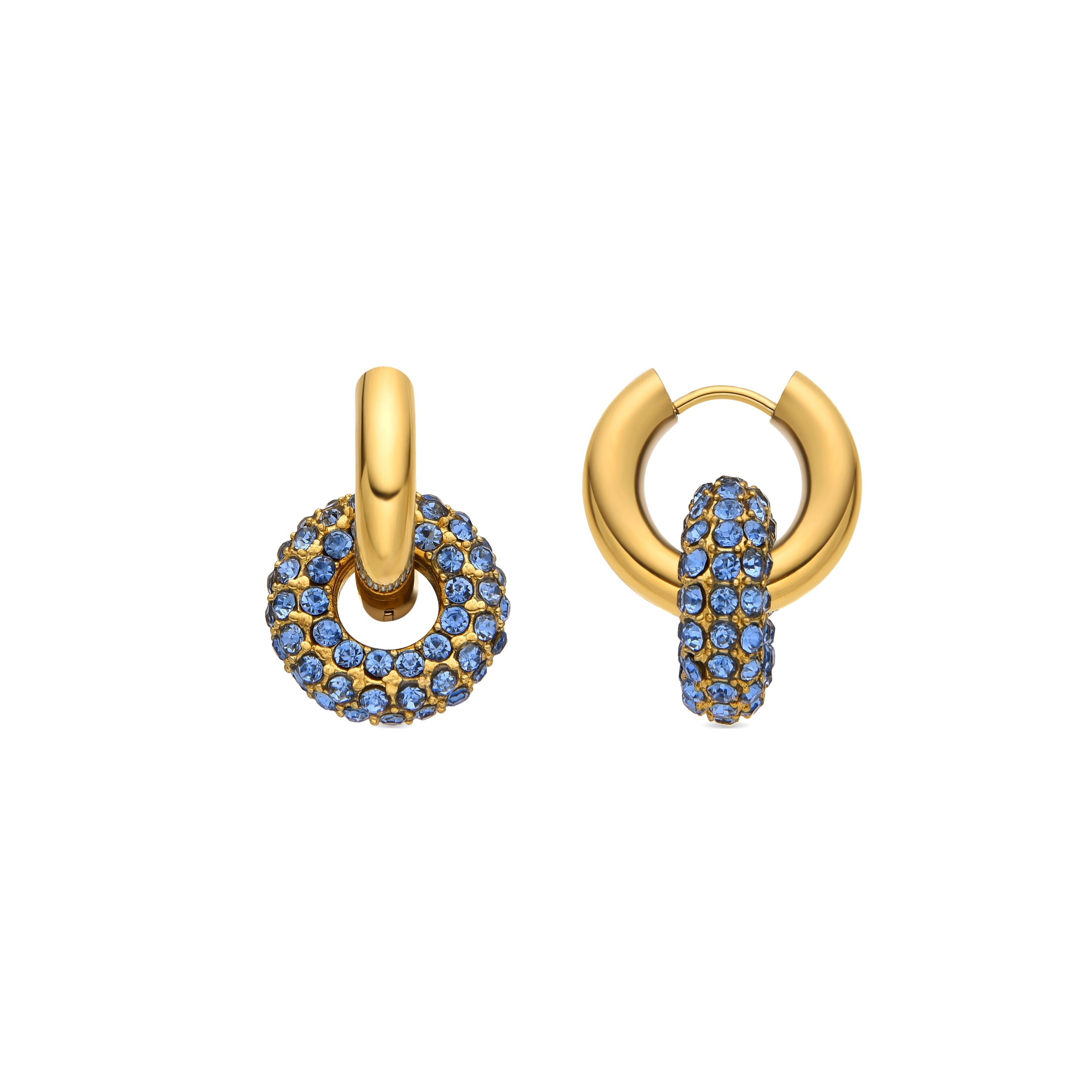 Pendientes con Cristal Azul Oscuro acabado oro 18k - Rawe