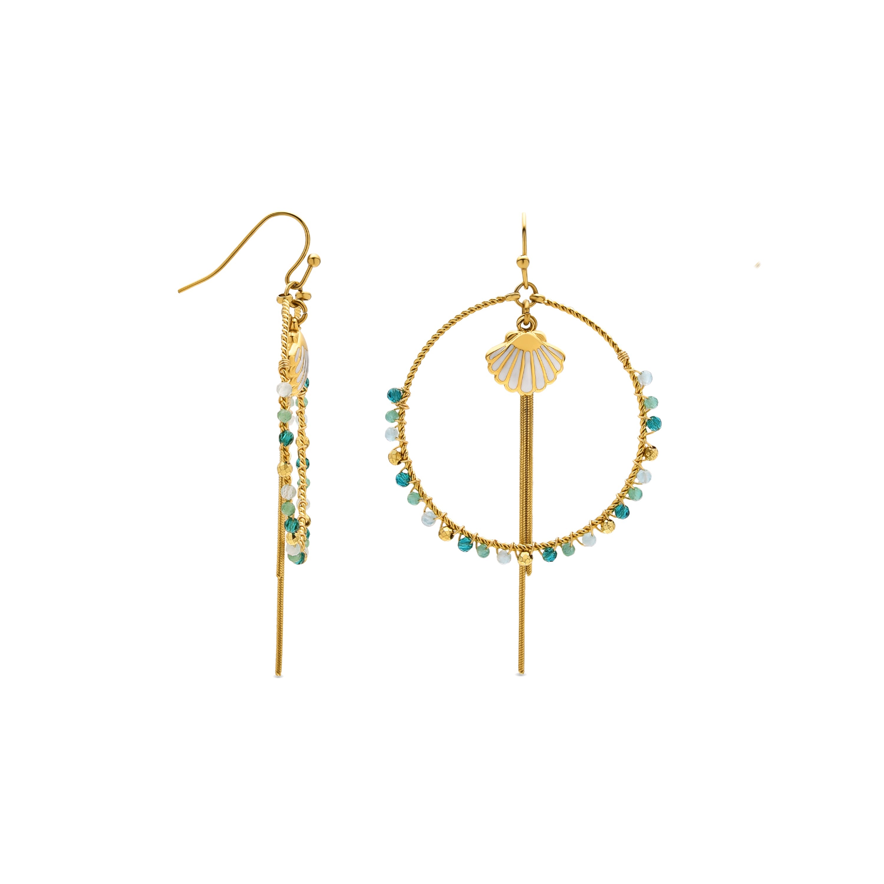 Multicolor Crystal Earrings in 18k Gold Finish - Kerad