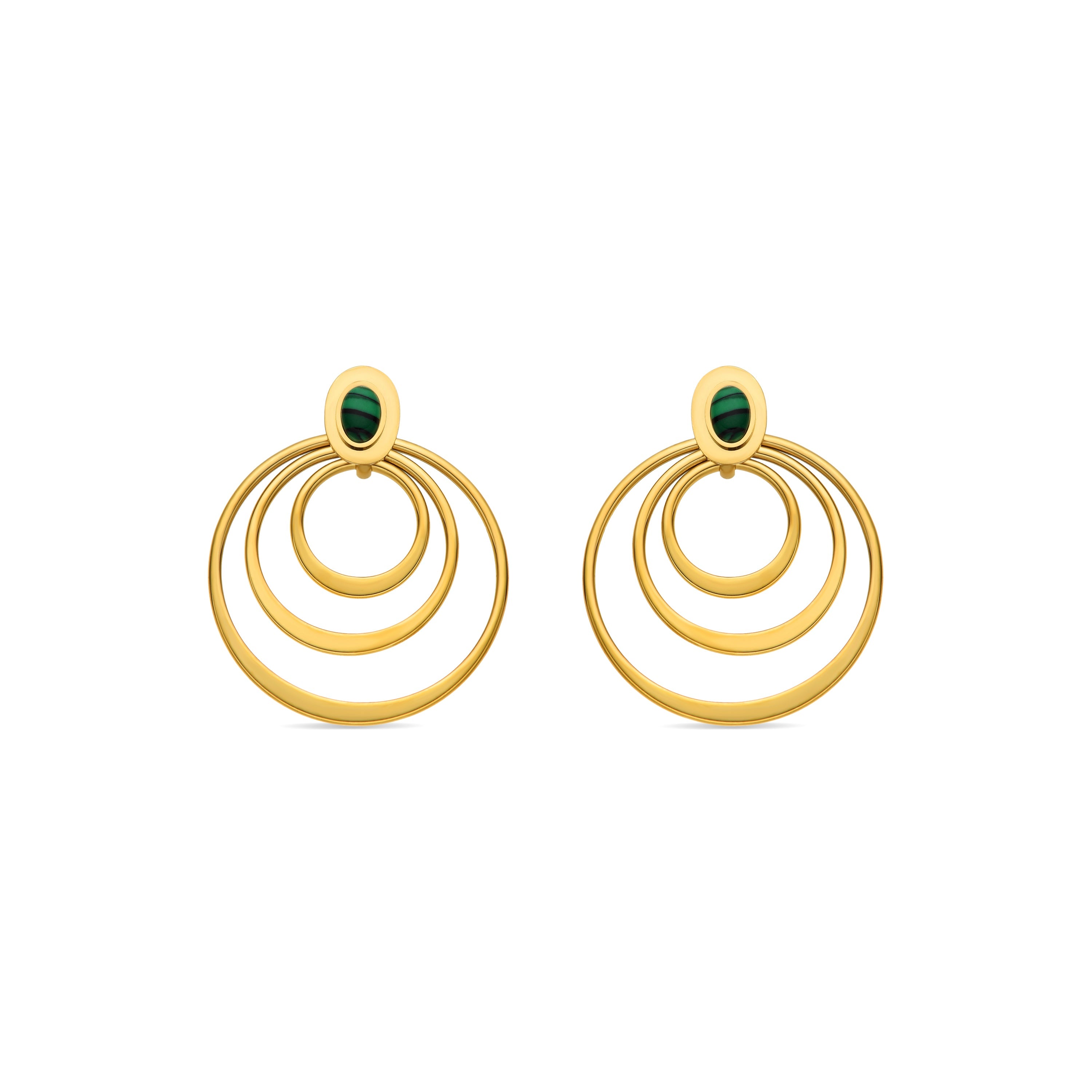 Malachite earrings with 18k gold finish - Hask