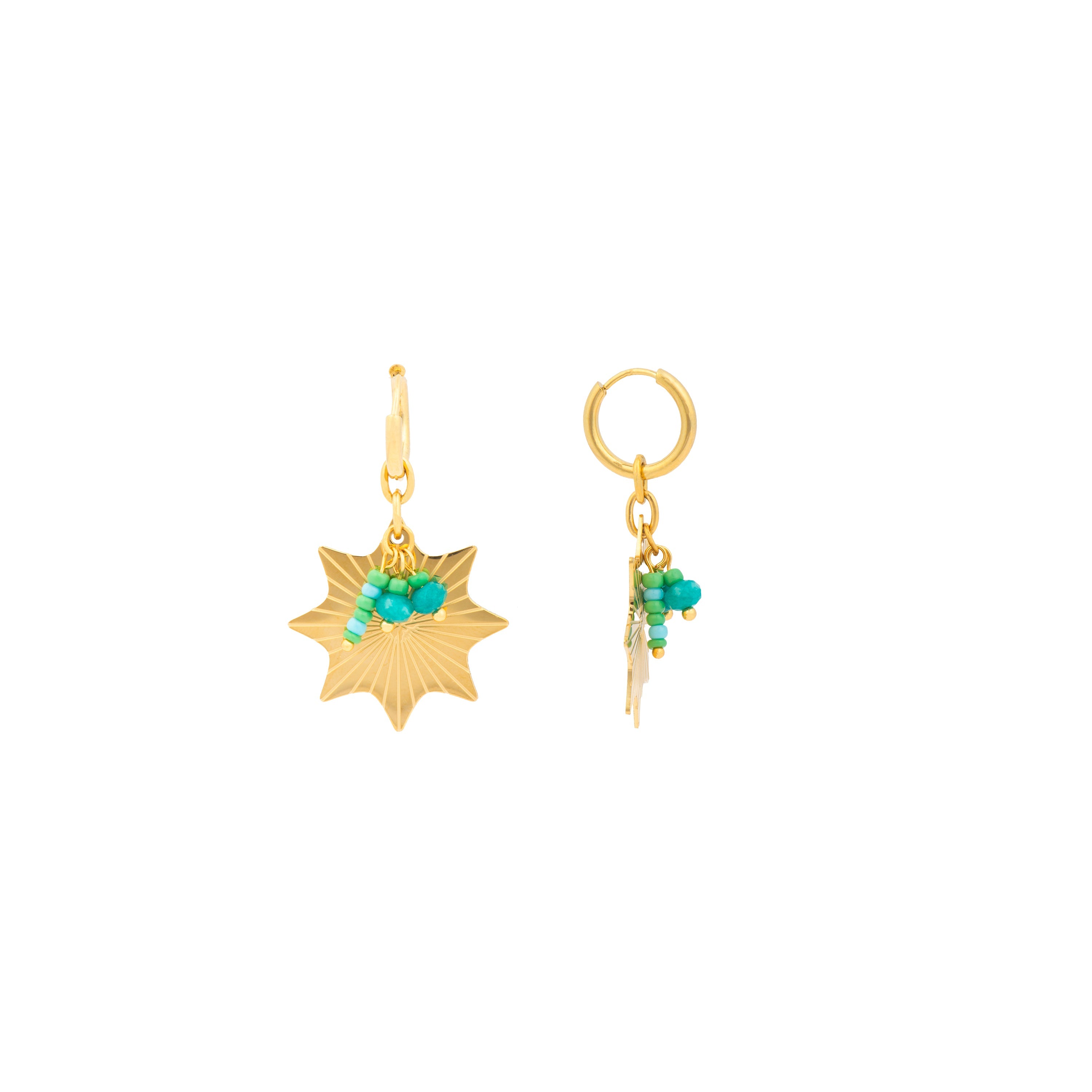 18k yellow gold and turquoise earrings - Silmu