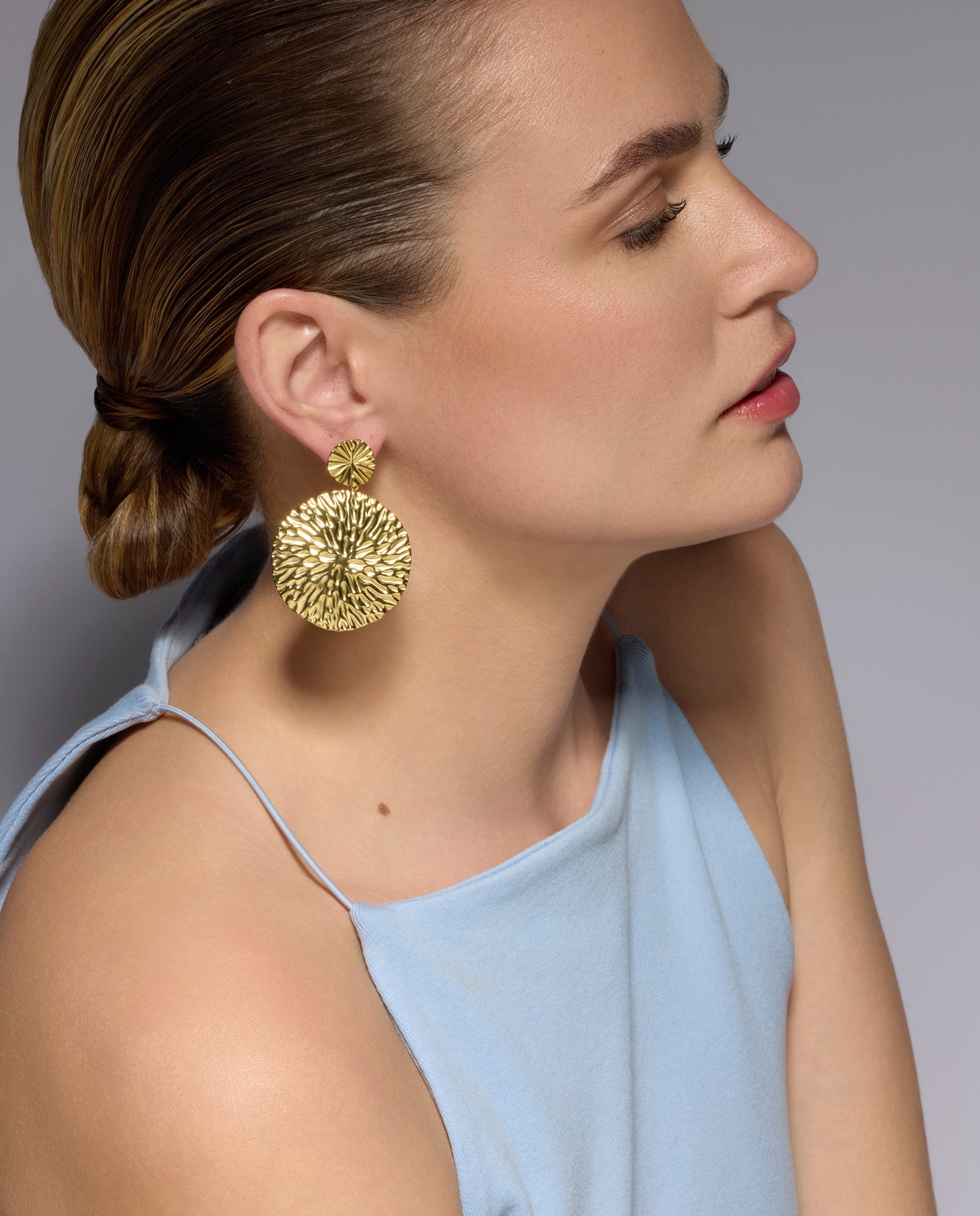Pendientes acabado oro amarillo de 18k - Wiseya