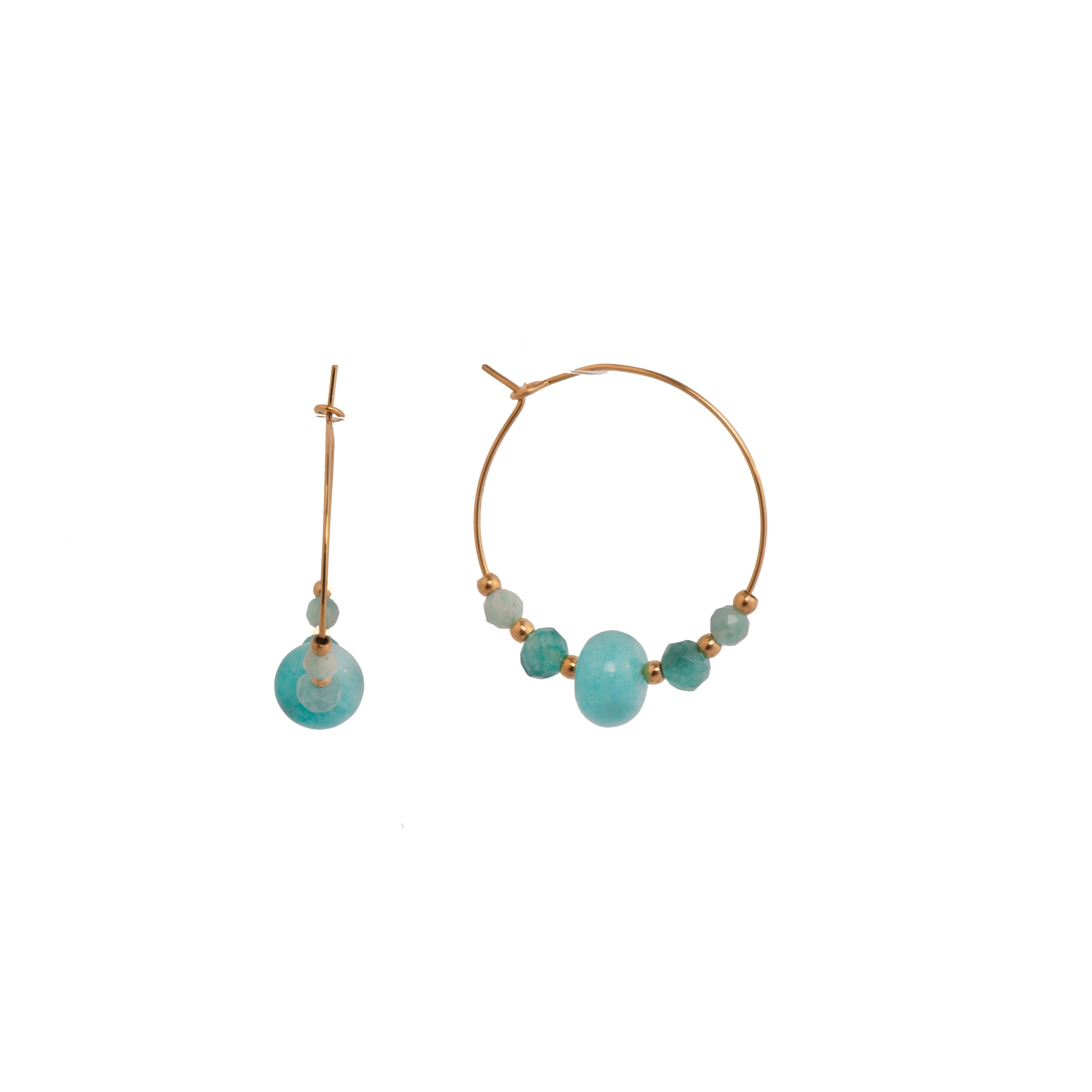18k yellow gold and blue jade earrings - Gimra