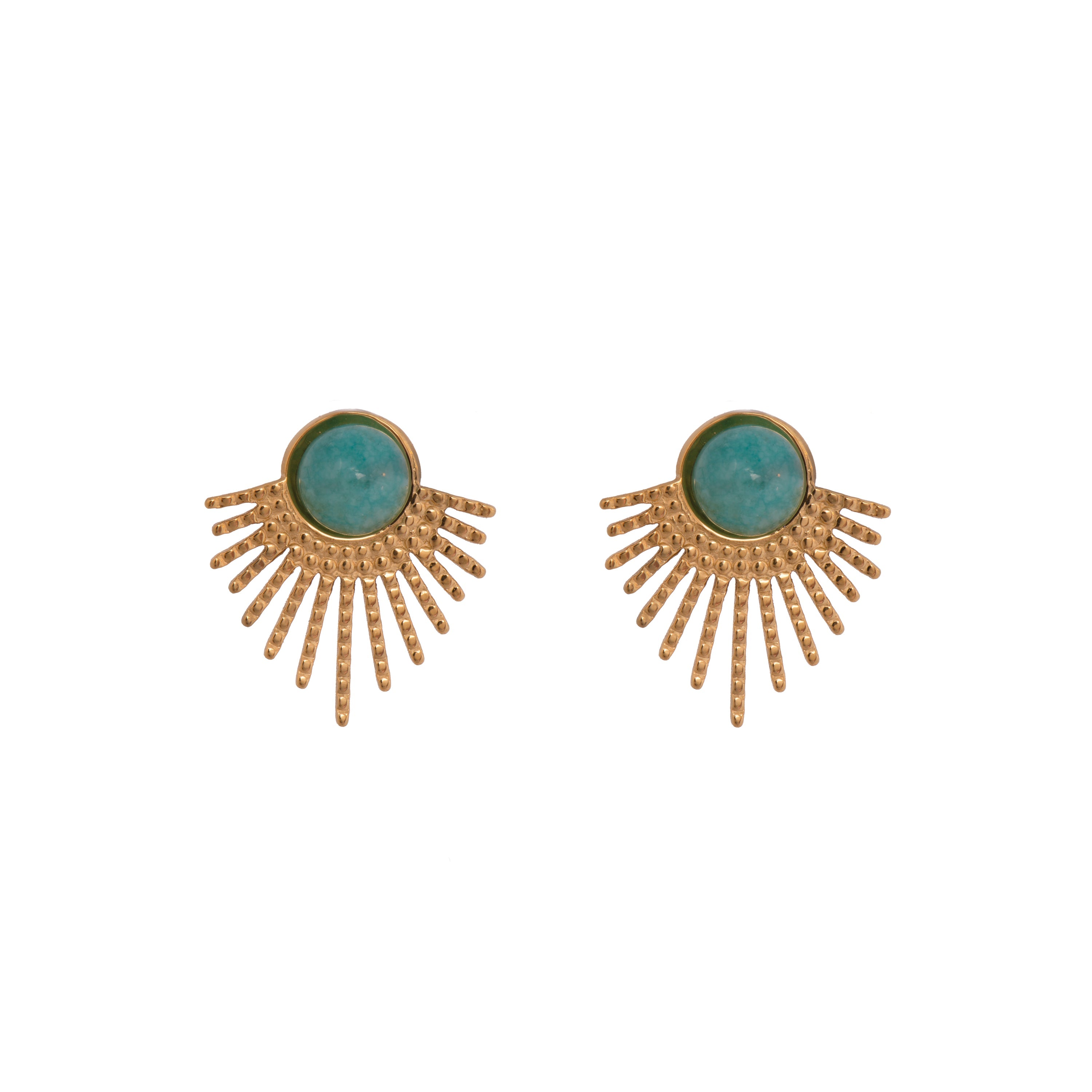 18k yellow gold and green jade earrings - Boya