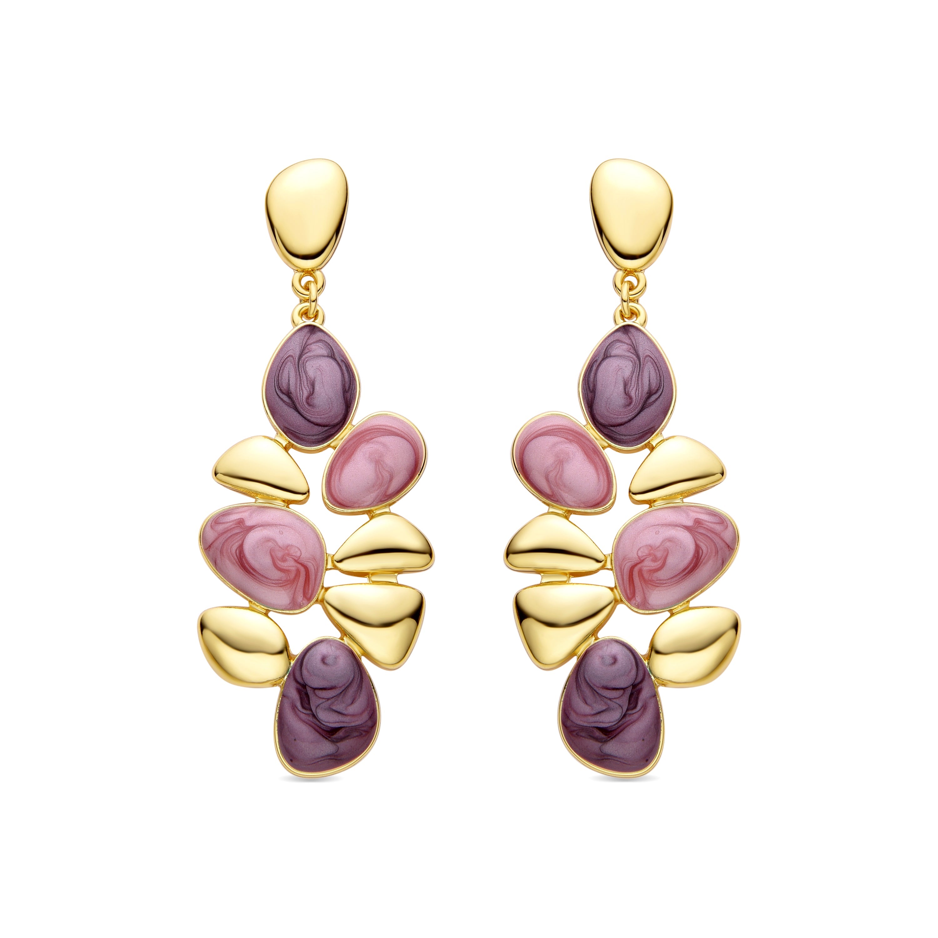 Violet Resin Earrings Finished in 18K Yellow Gold - Nortul