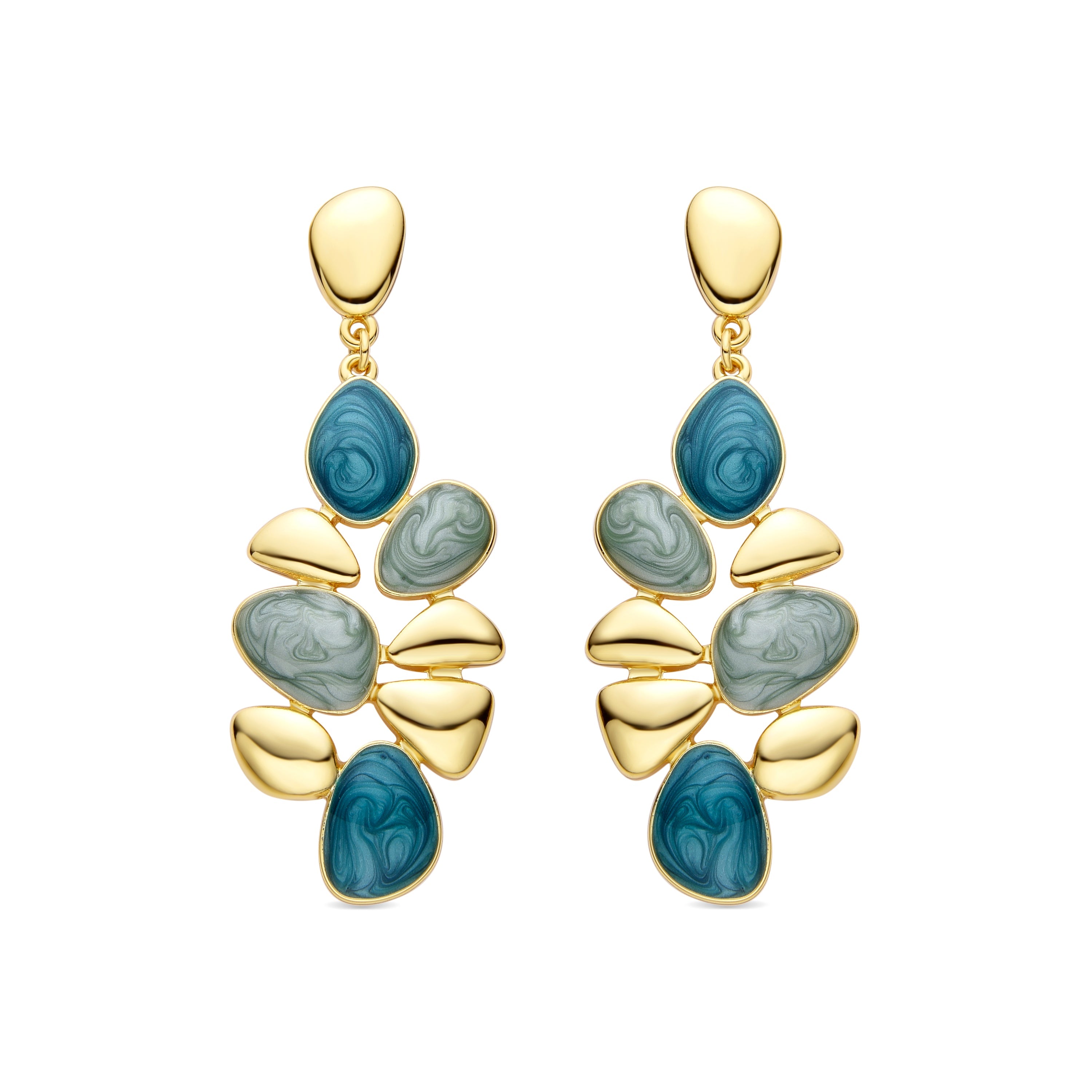 Green Resin Earrings Finished in 18K Yellow Gold - Nortul