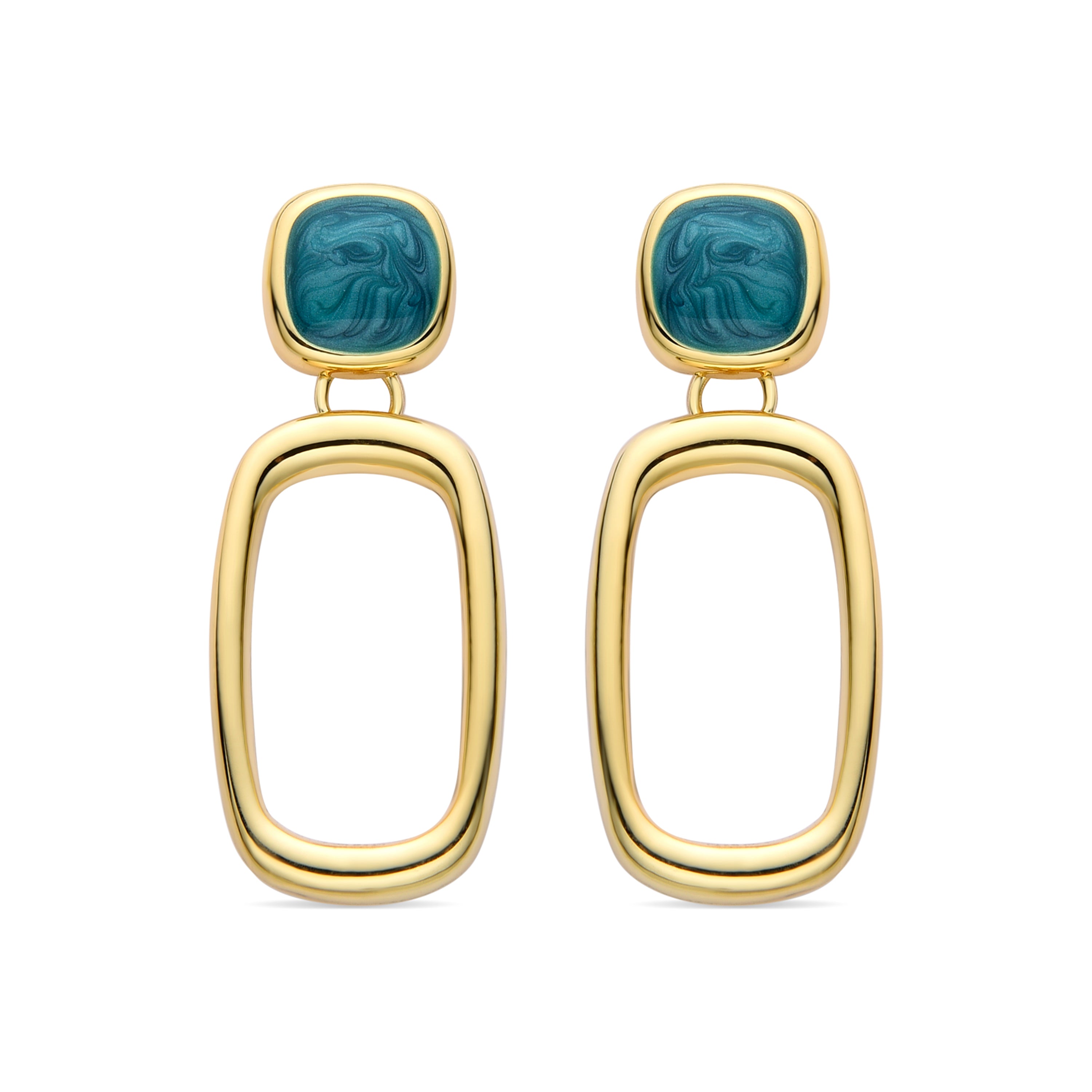 Green Resin Earrings Finished in 18K Yellow Gold - Orzur