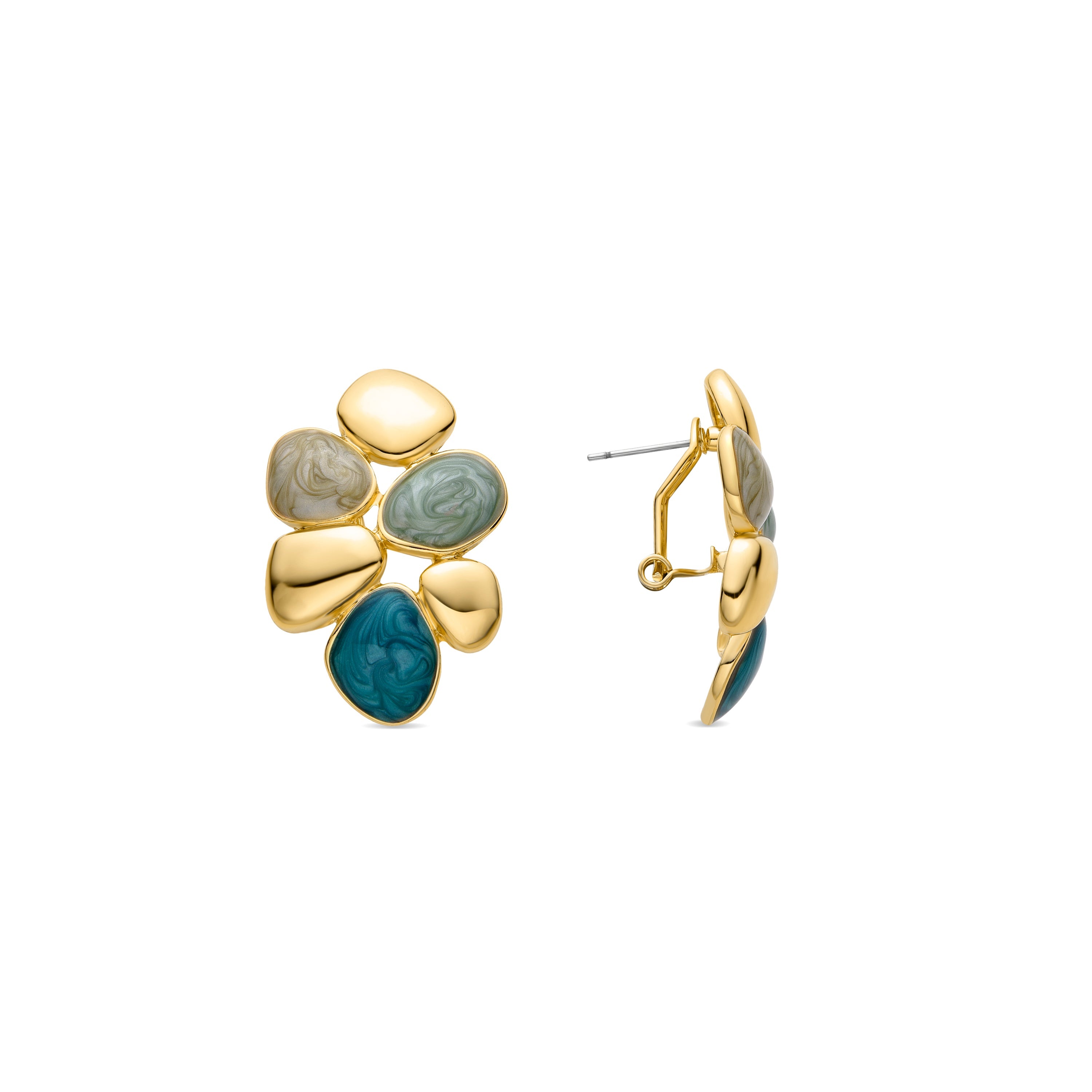 Green Resin Earrings Finished in 18K Yellow Gold - Niro
