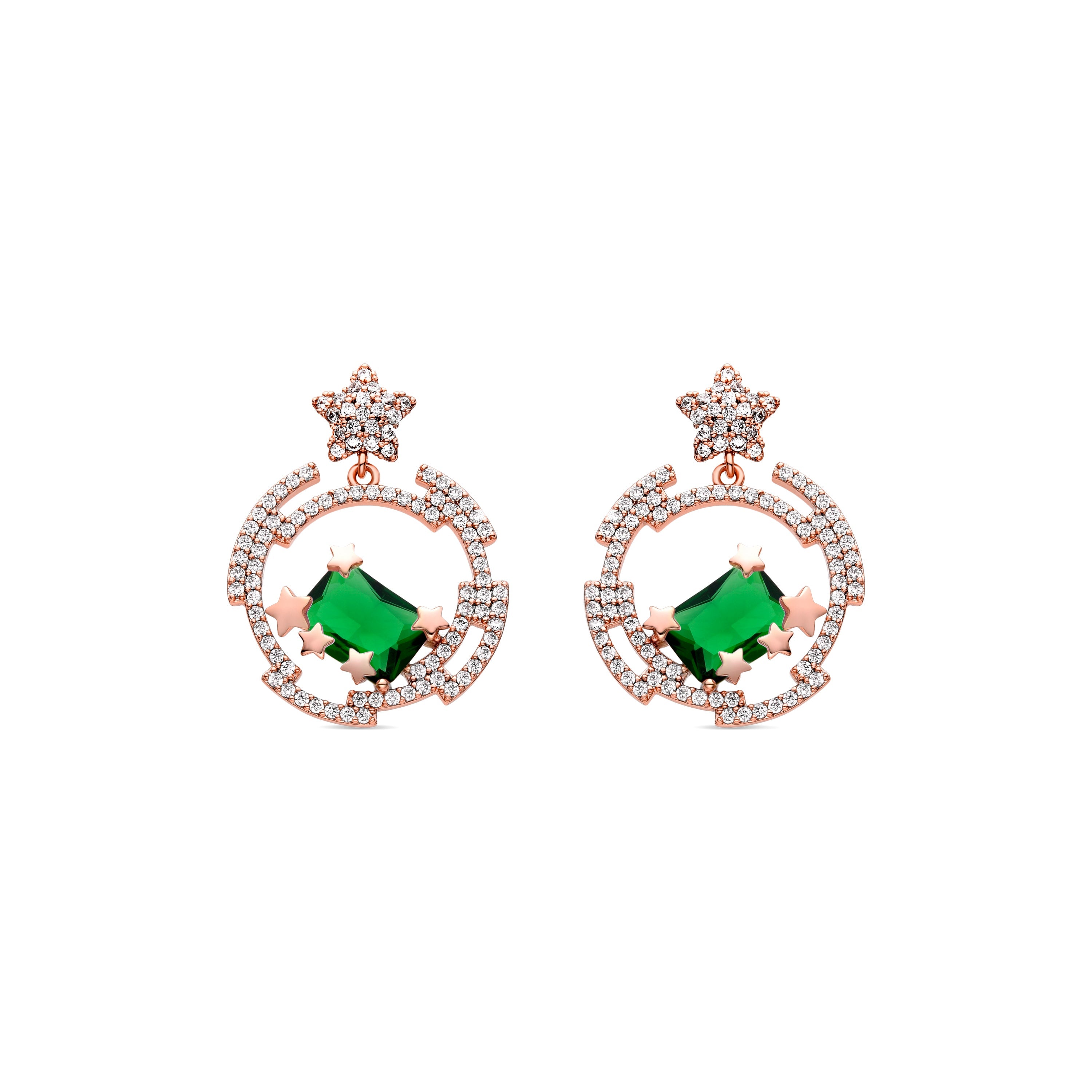 Emerald Zirconia Earrings Finished in 18K Yellow Gold - Uli
