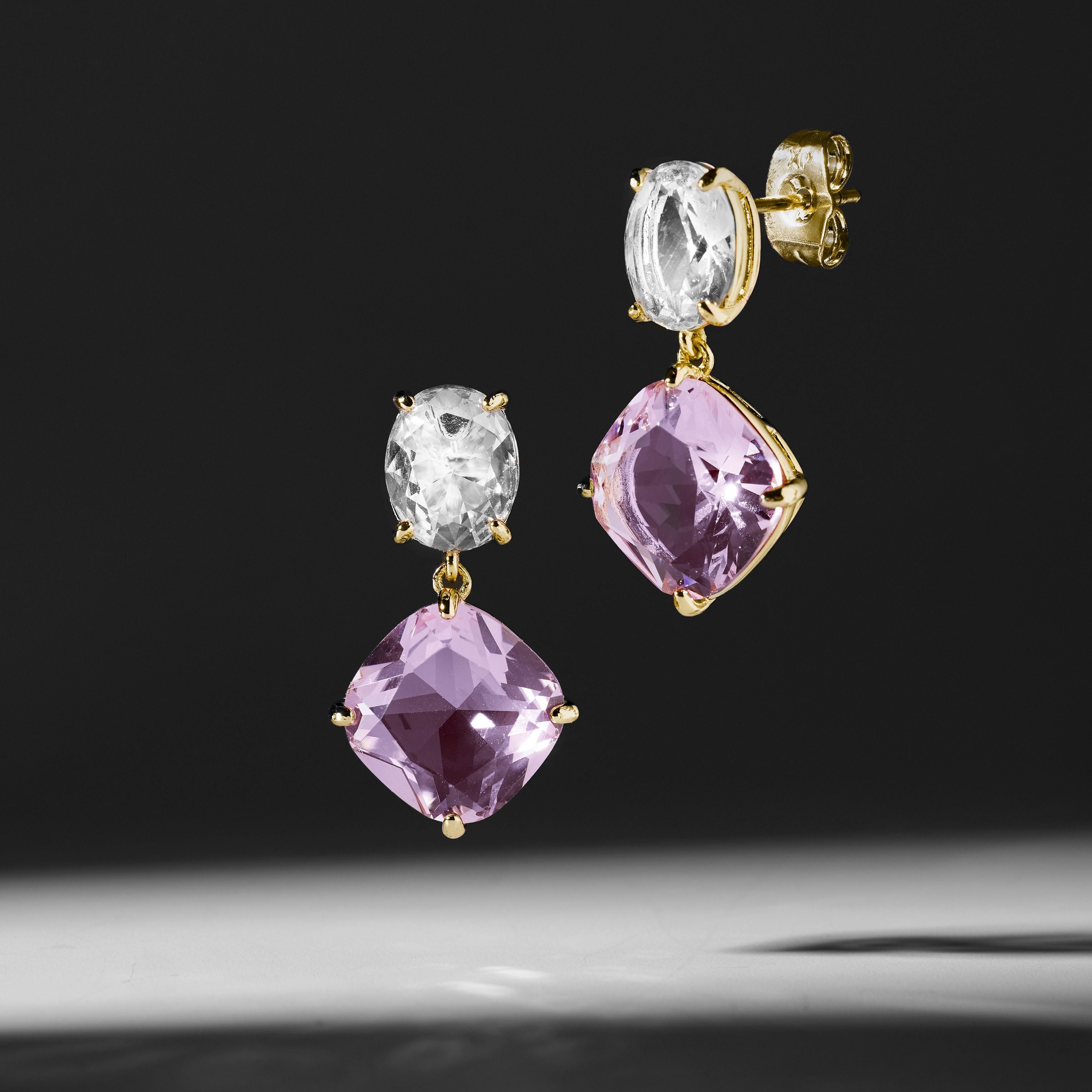Multicolor Zirconia Earrings finished in 18K yellow gold - Munaw