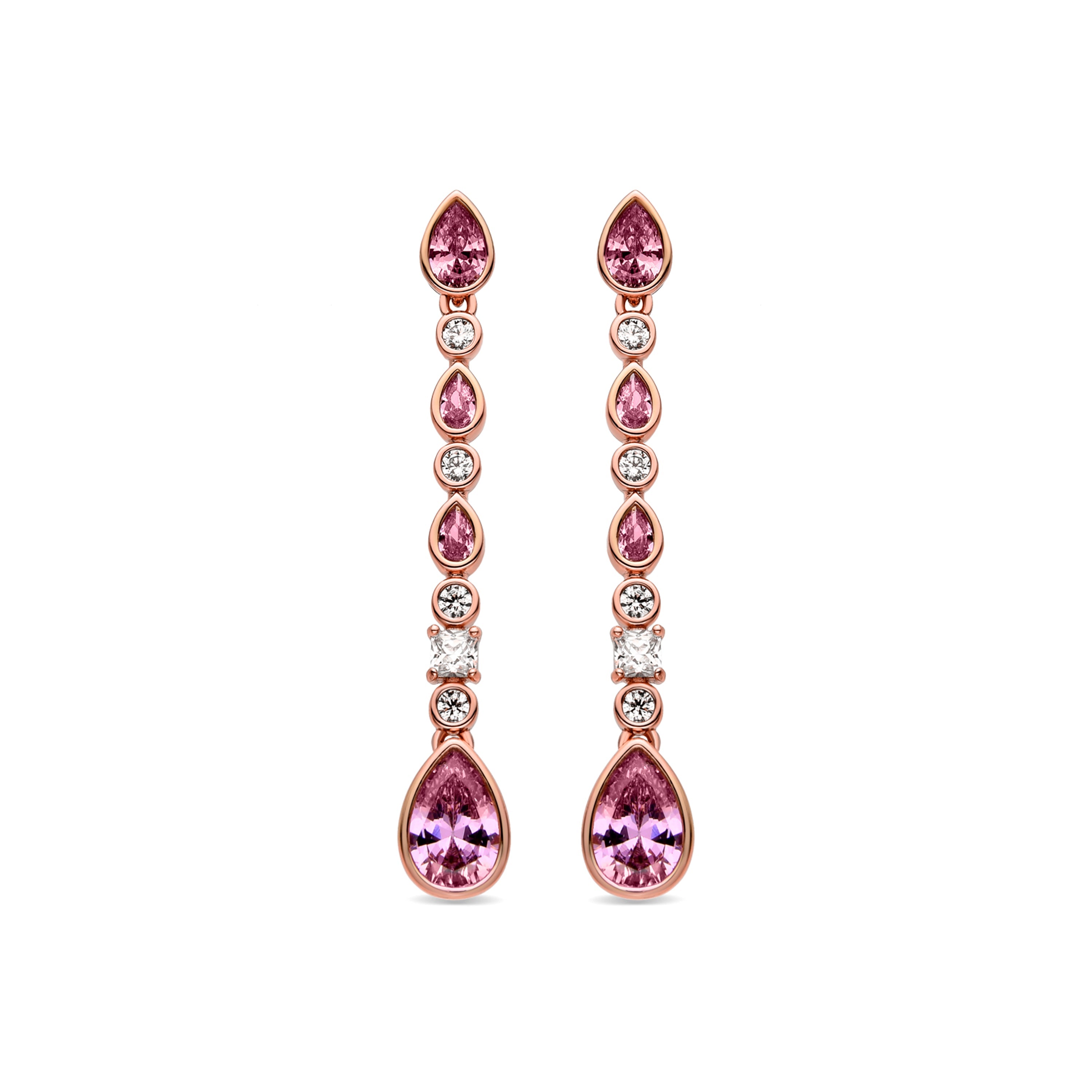 Pink Zirconia Earrings finished in 18K yellow gold - Zalmoa