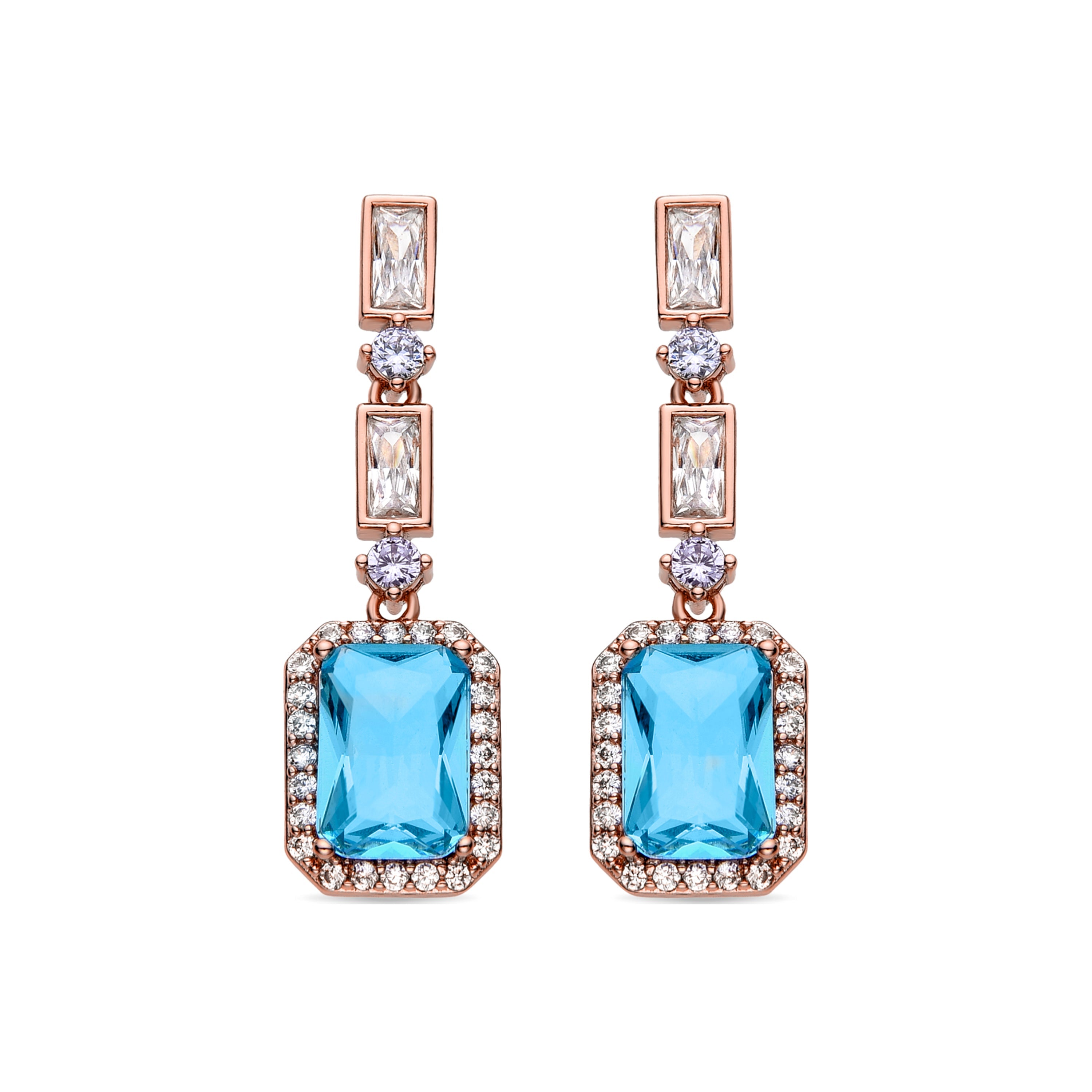 Pendientes con Circonita Aguamarina acabados en oro amarillo 18K - Alia