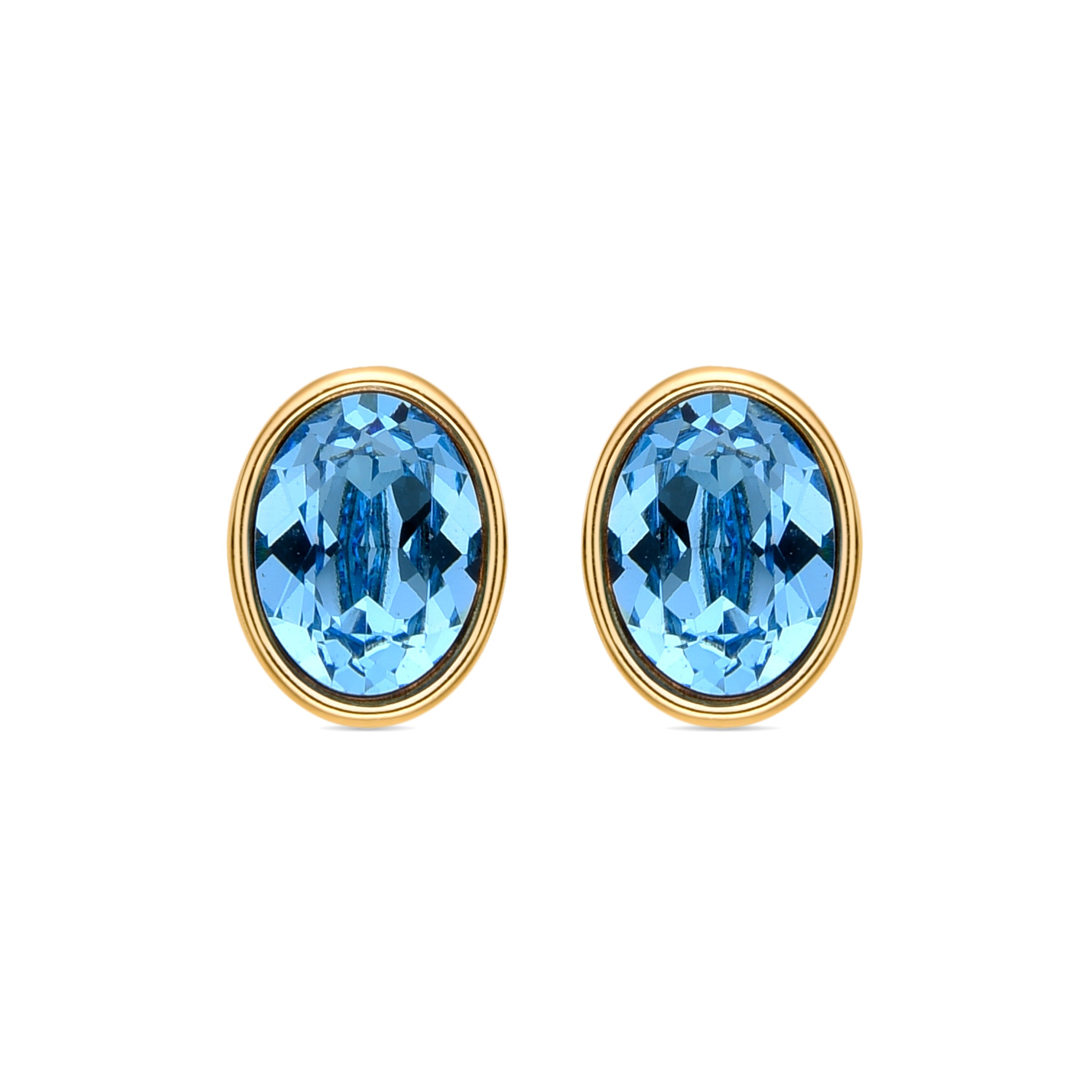 Blue Crystal Earrings finished in 18K yellow gold - Tanbo