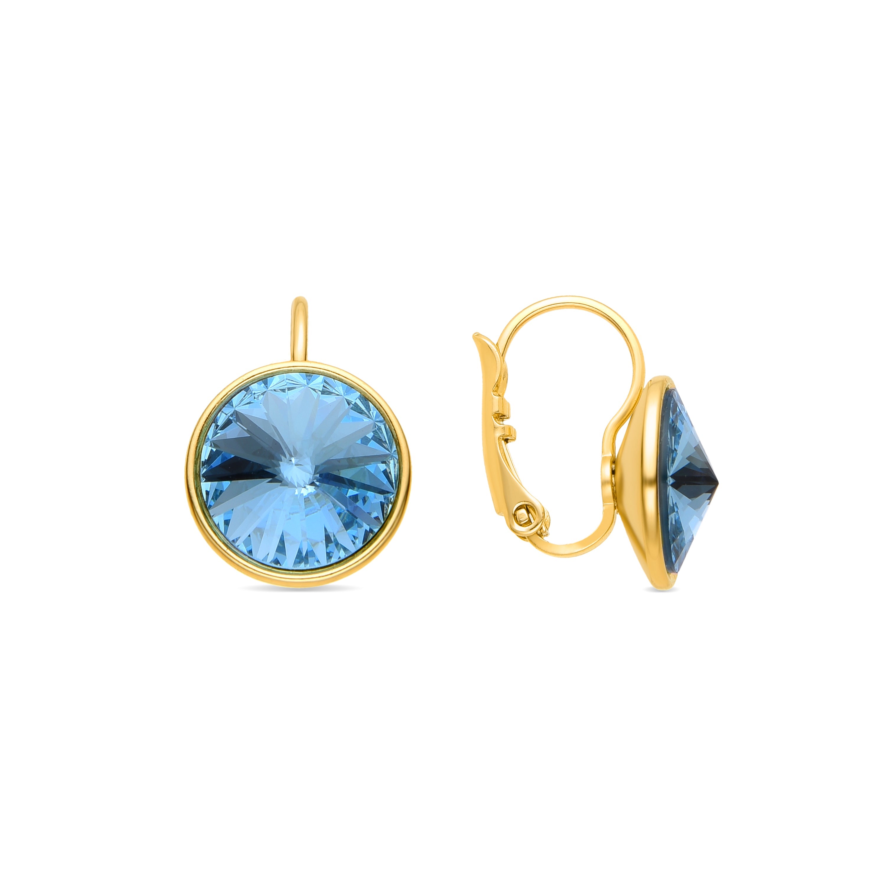 Blue Crystal Earrings finished in 18K yellow gold - Rusira