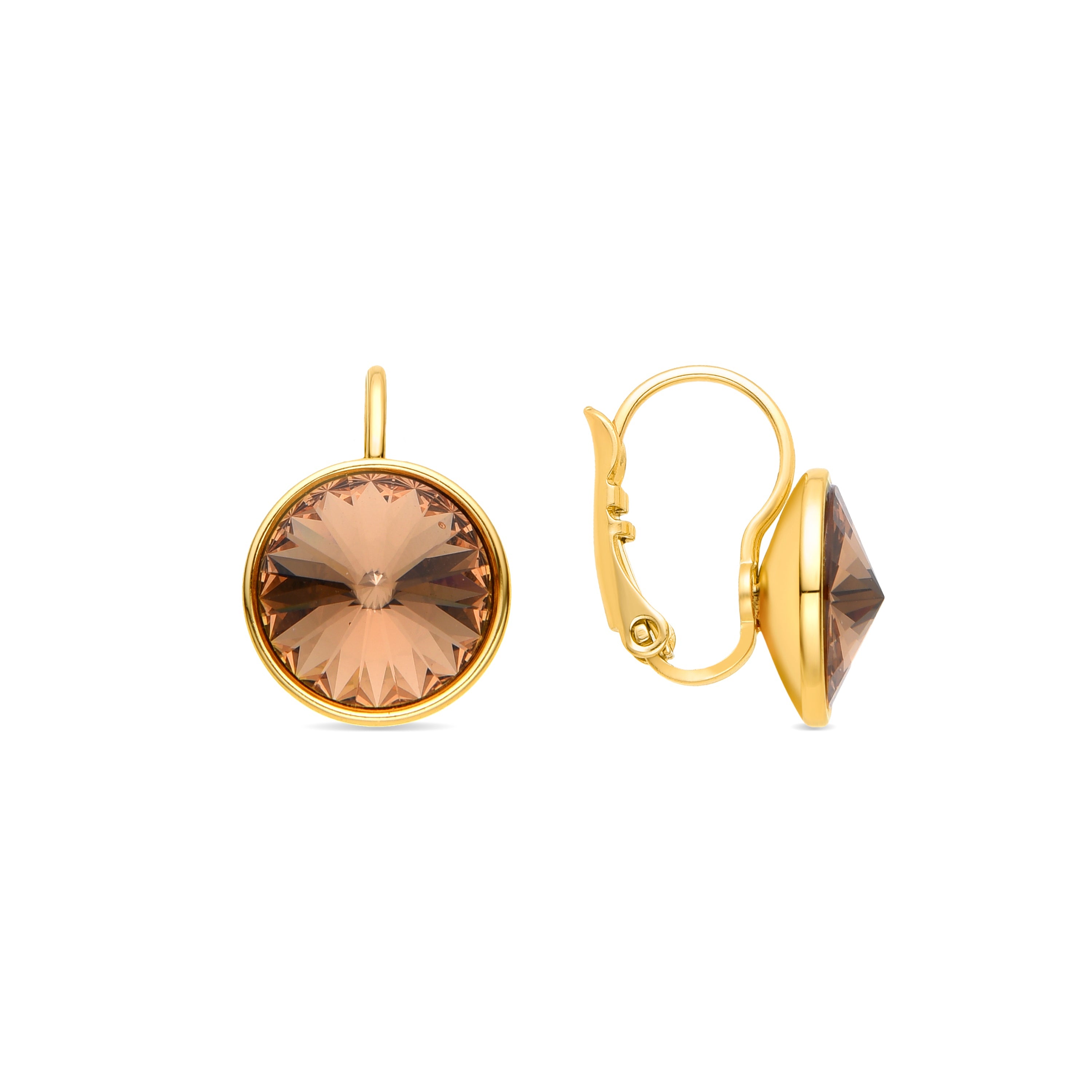 Yellow Crystal Earrings finished in 18K yellow gold - Rusira